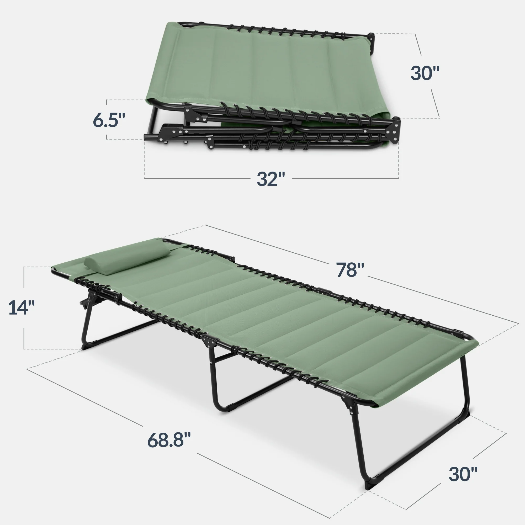 Extra Wide Padded Patio Chaise Lounge Chair, Portable Recliner 8 Positions - Image 34