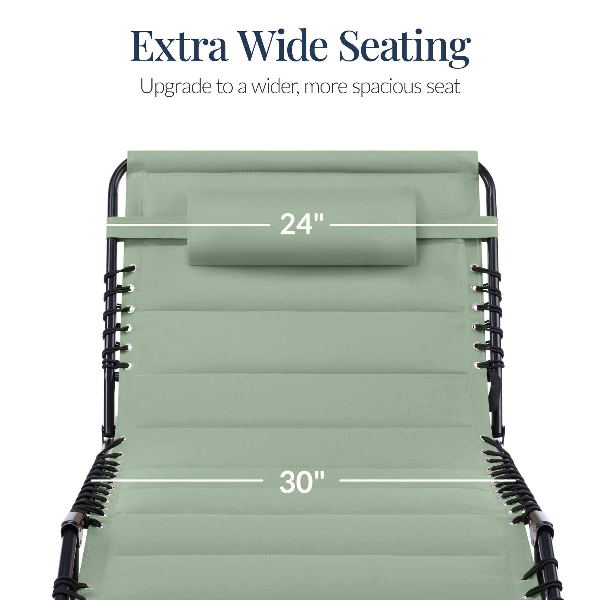Extra Wide Padded Patio Chaise Lounge Chair, Portable Recliner 8 Positions - Image 36