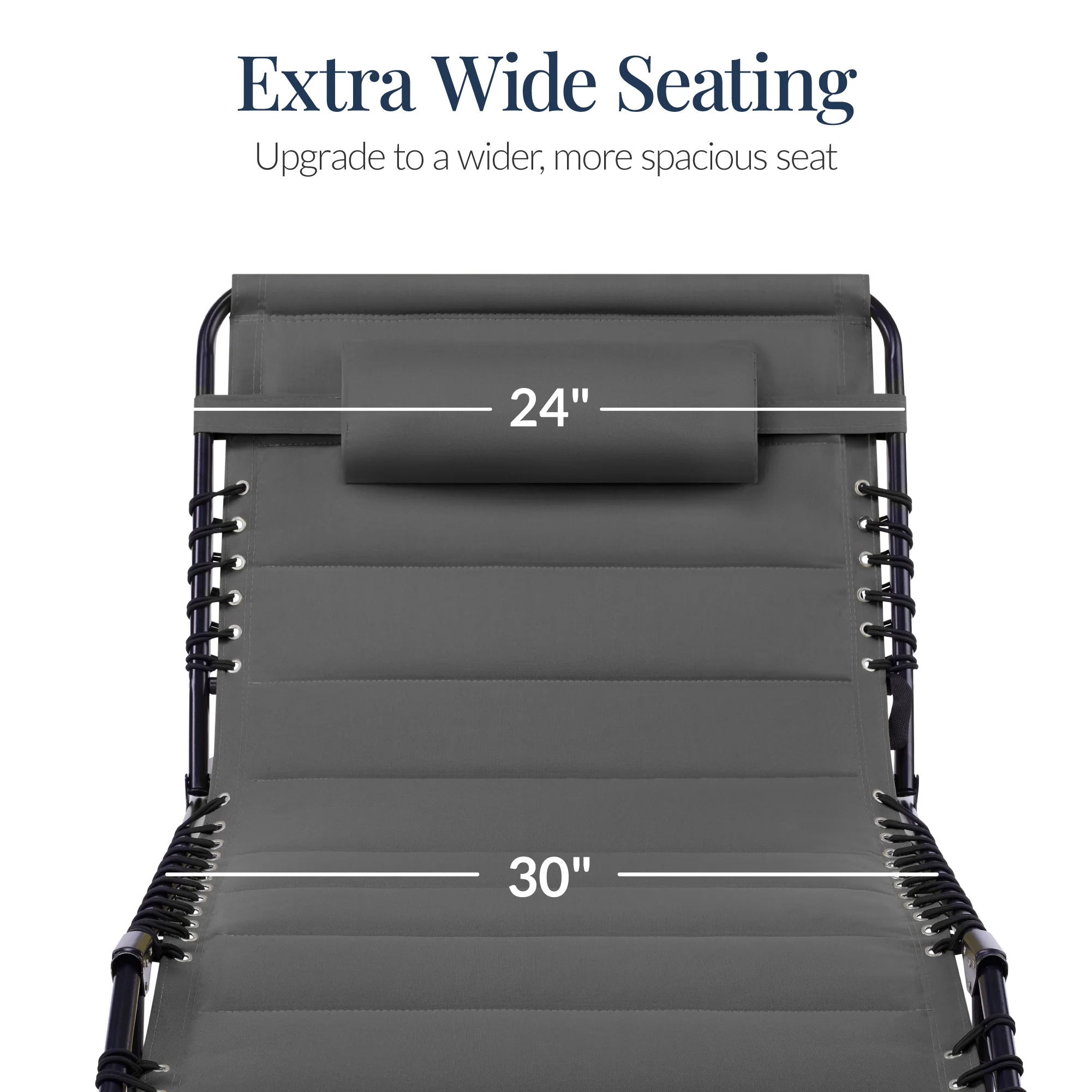 Extra Wide Padded Patio Chaise Lounge Chair, Portable Recliner 8 Positions - Image 4