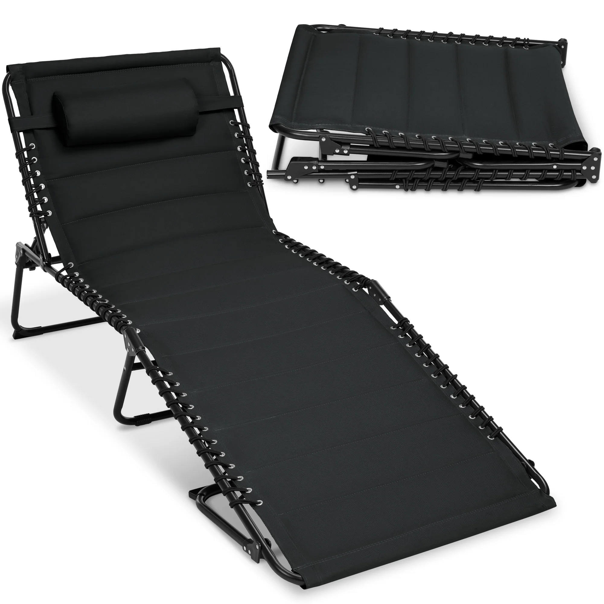 Extra Wide Padded Patio Chaise Lounge Chair, Portable Recliner 8 Positions - Image 41
