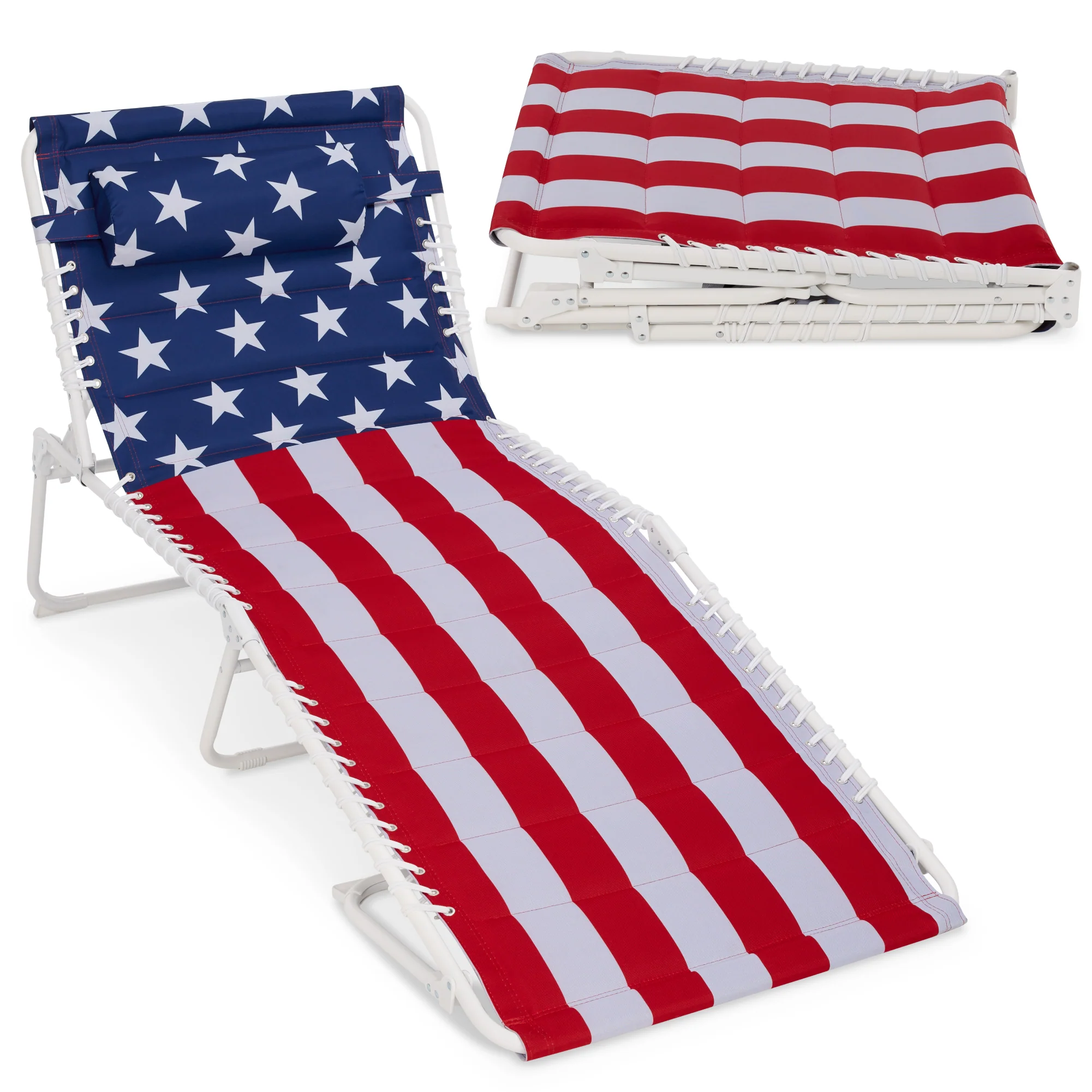 Extra Wide Padded Patio Chaise Lounge Chair, Portable Recliner 8 Positions - Image 9