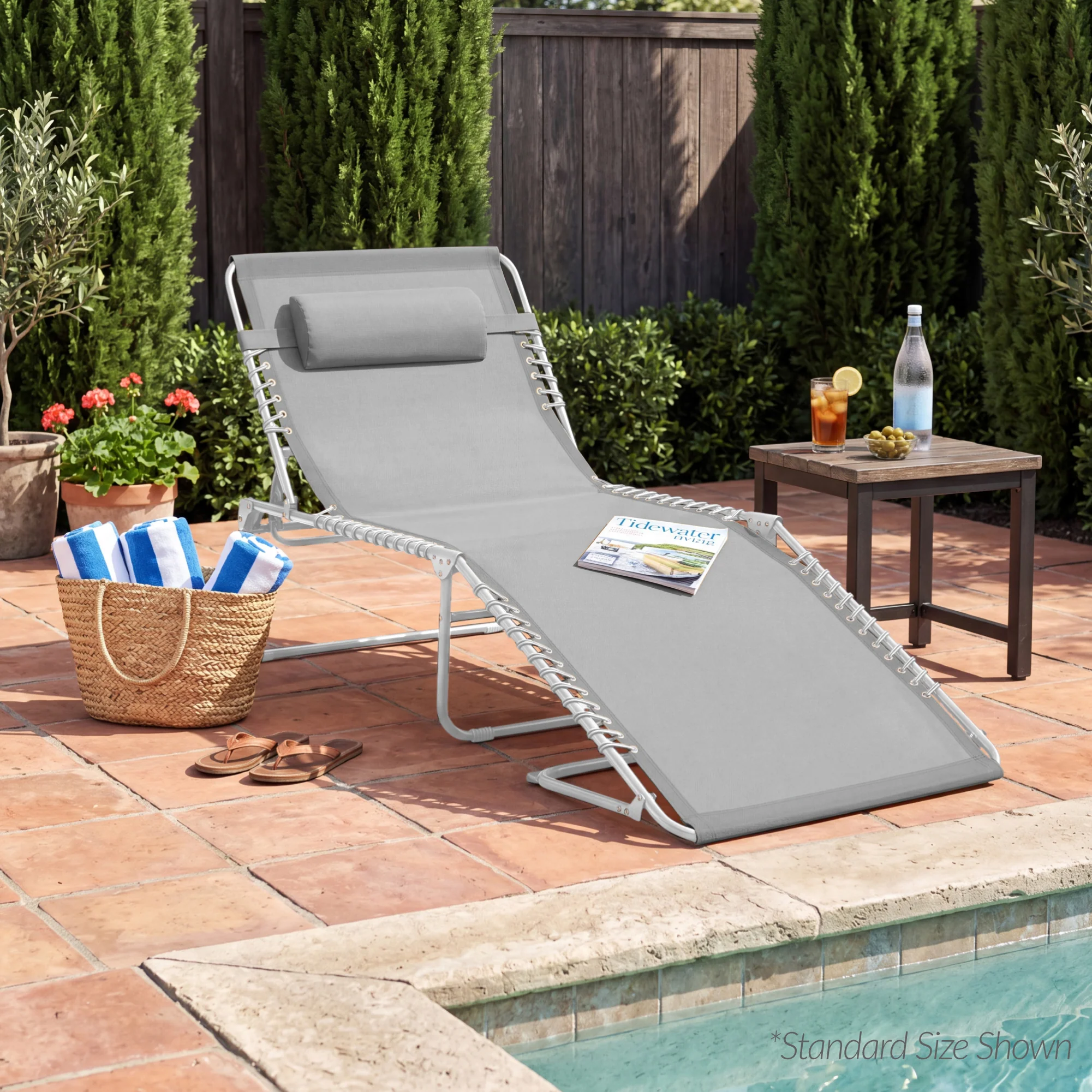 Extra Wide Patio Chaise Lounge Chair, Portable Folding Recliner - Image 119