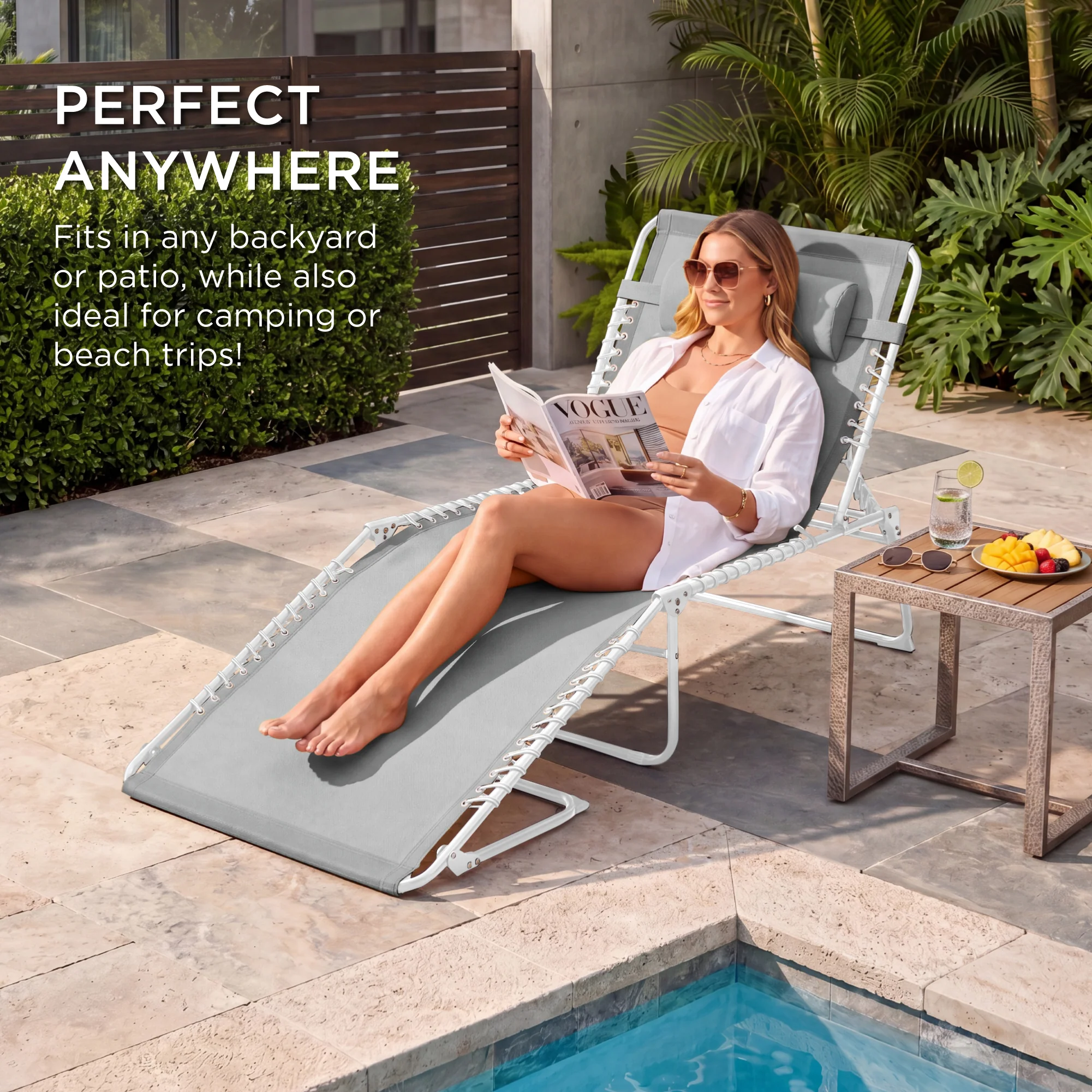 Extra Wide Patio Chaise Lounge Chair, Portable Folding Recliner - Image 125