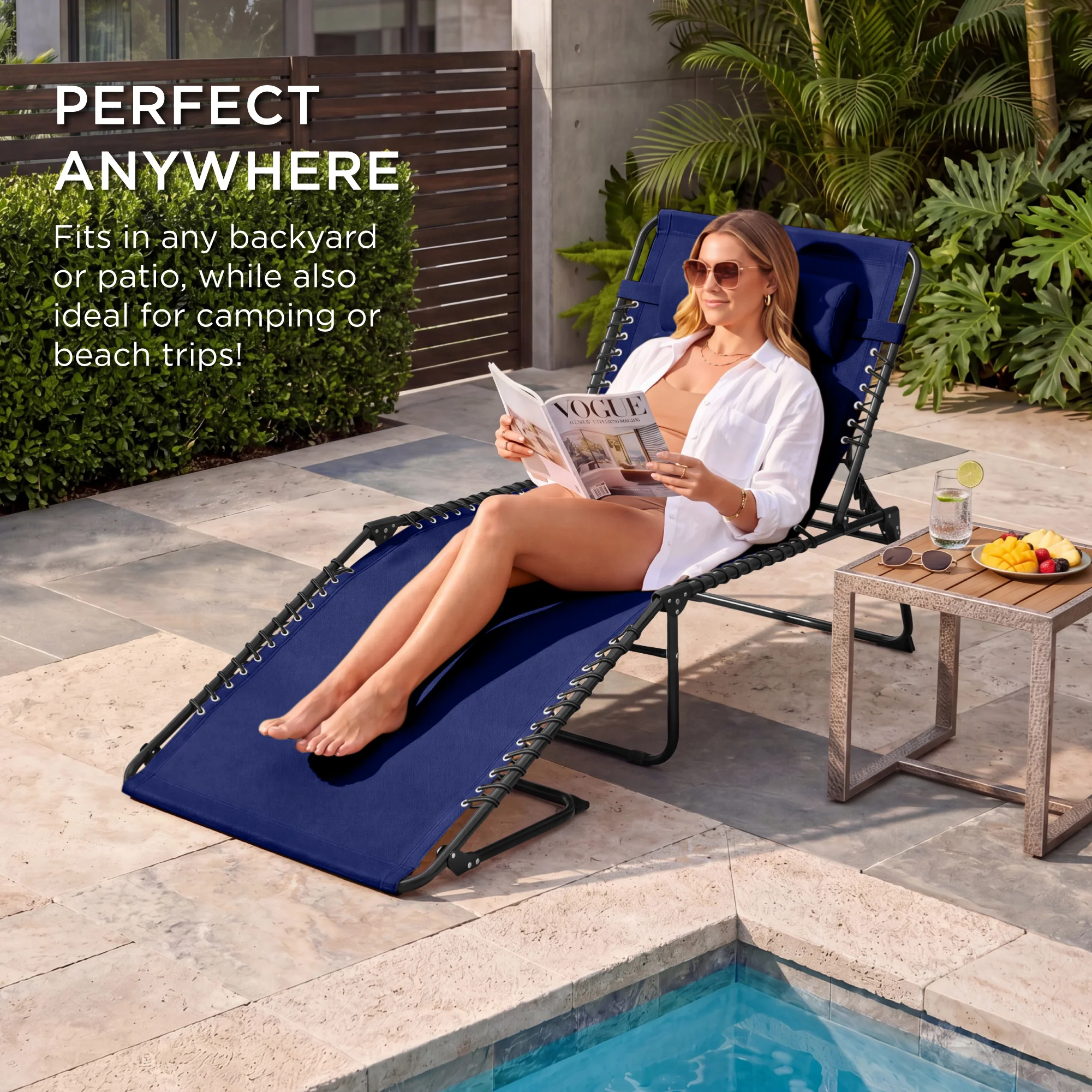 Extra Wide Patio Chaise Lounge Chair, Portable Folding Recliner - Image 143
