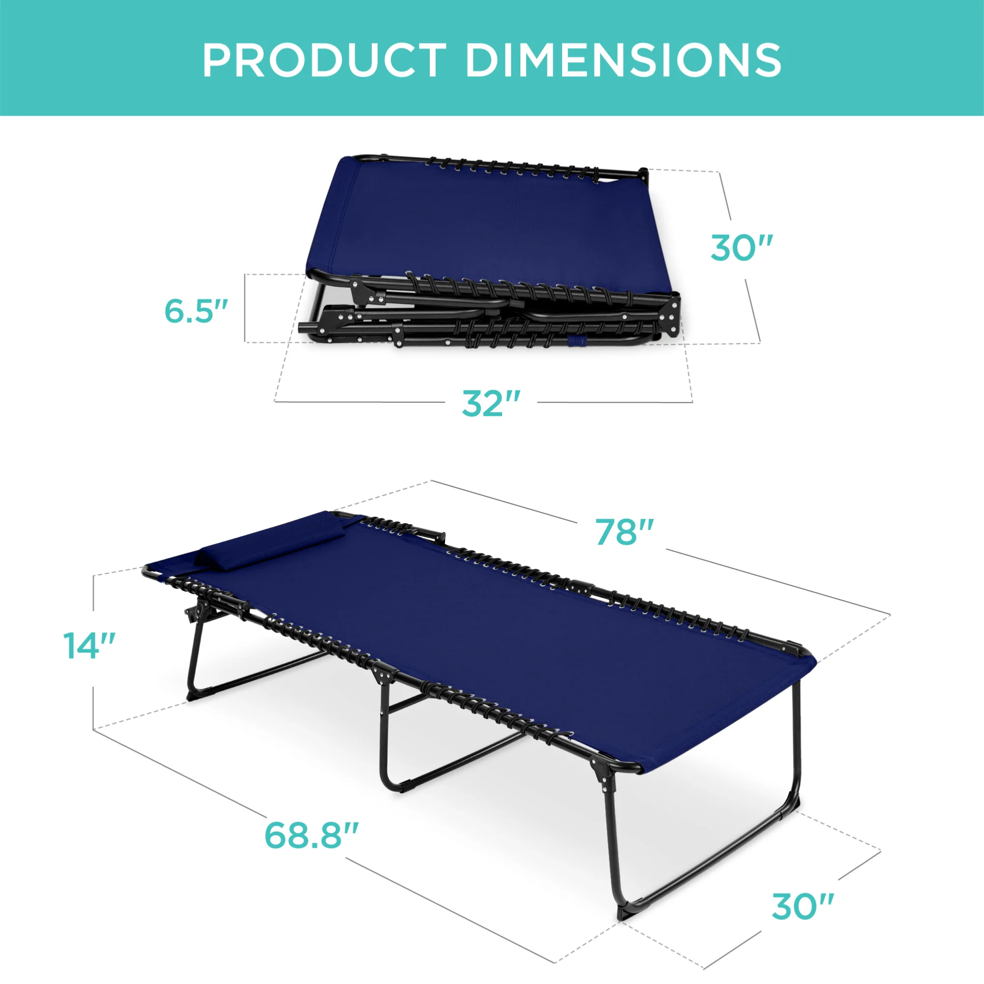 Extra Wide Patio Chaise Lounge Chair, Portable Folding Recliner - Image 144
