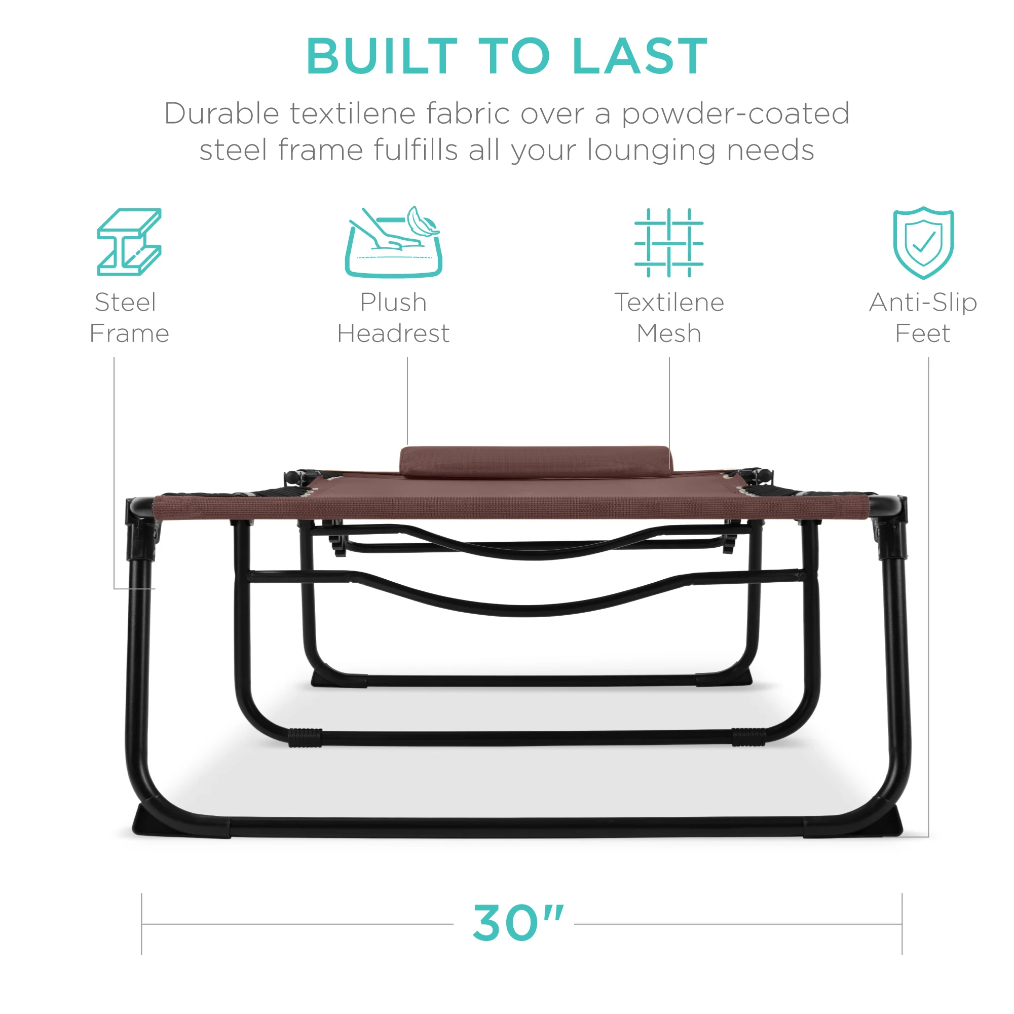 Extra Wide Patio Chaise Lounge Chair, Portable Folding Recliner - Image 15