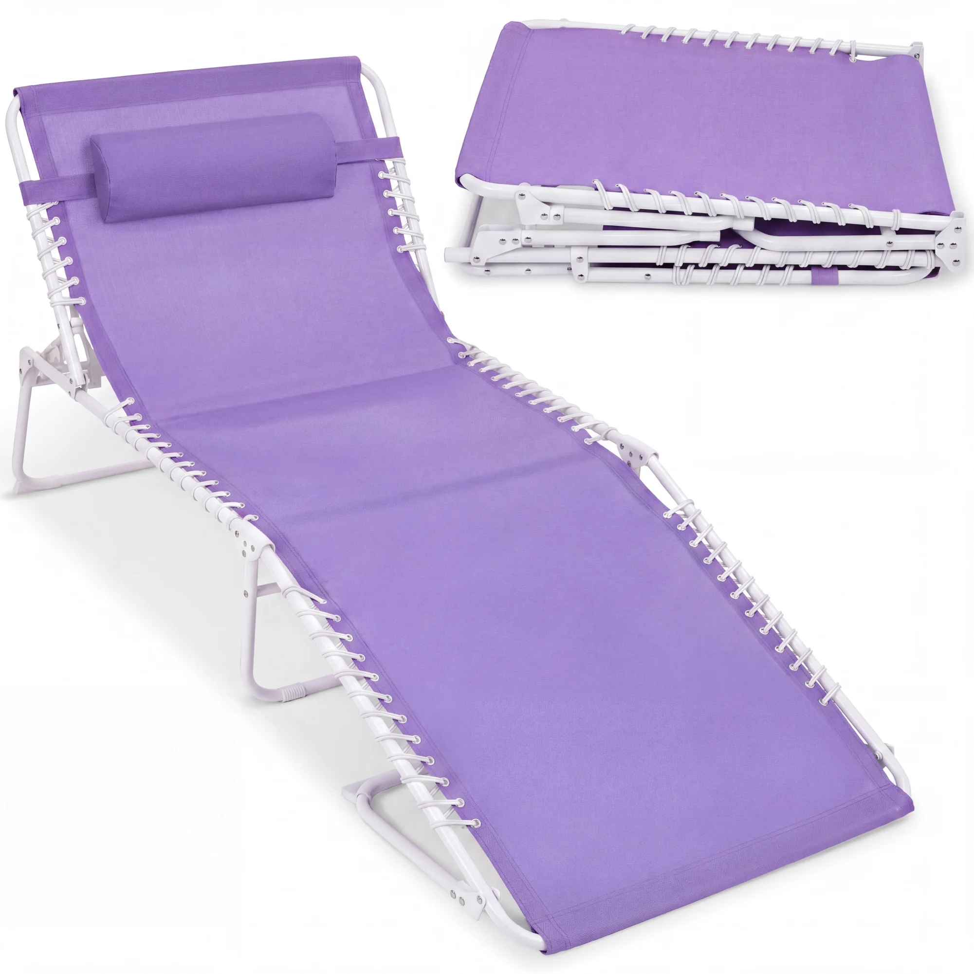 Extra Wide Patio Chaise Lounge Chair, Portable Folding Recliner - Image 55