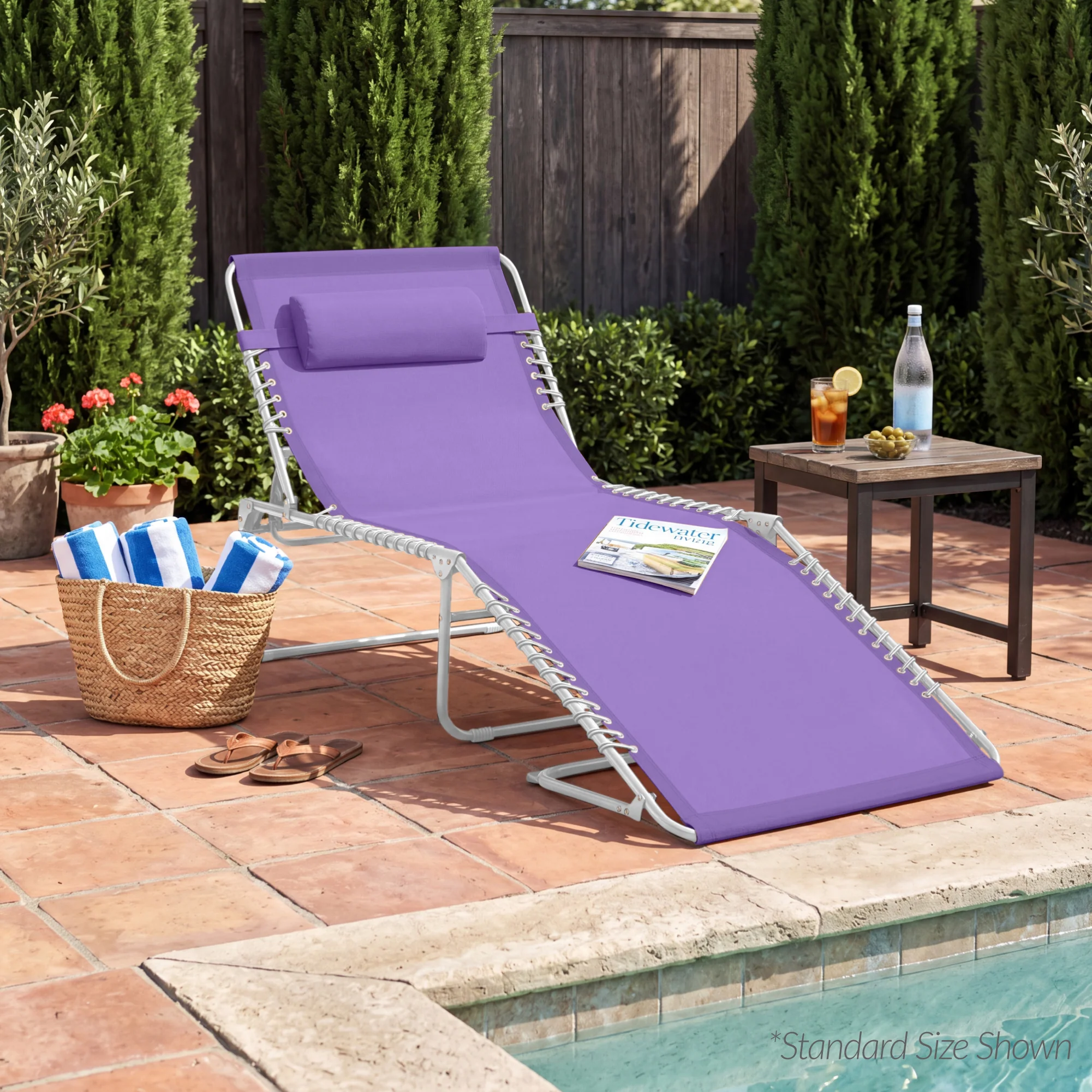 Extra Wide Patio Chaise Lounge Chair, Portable Folding Recliner - Image 56