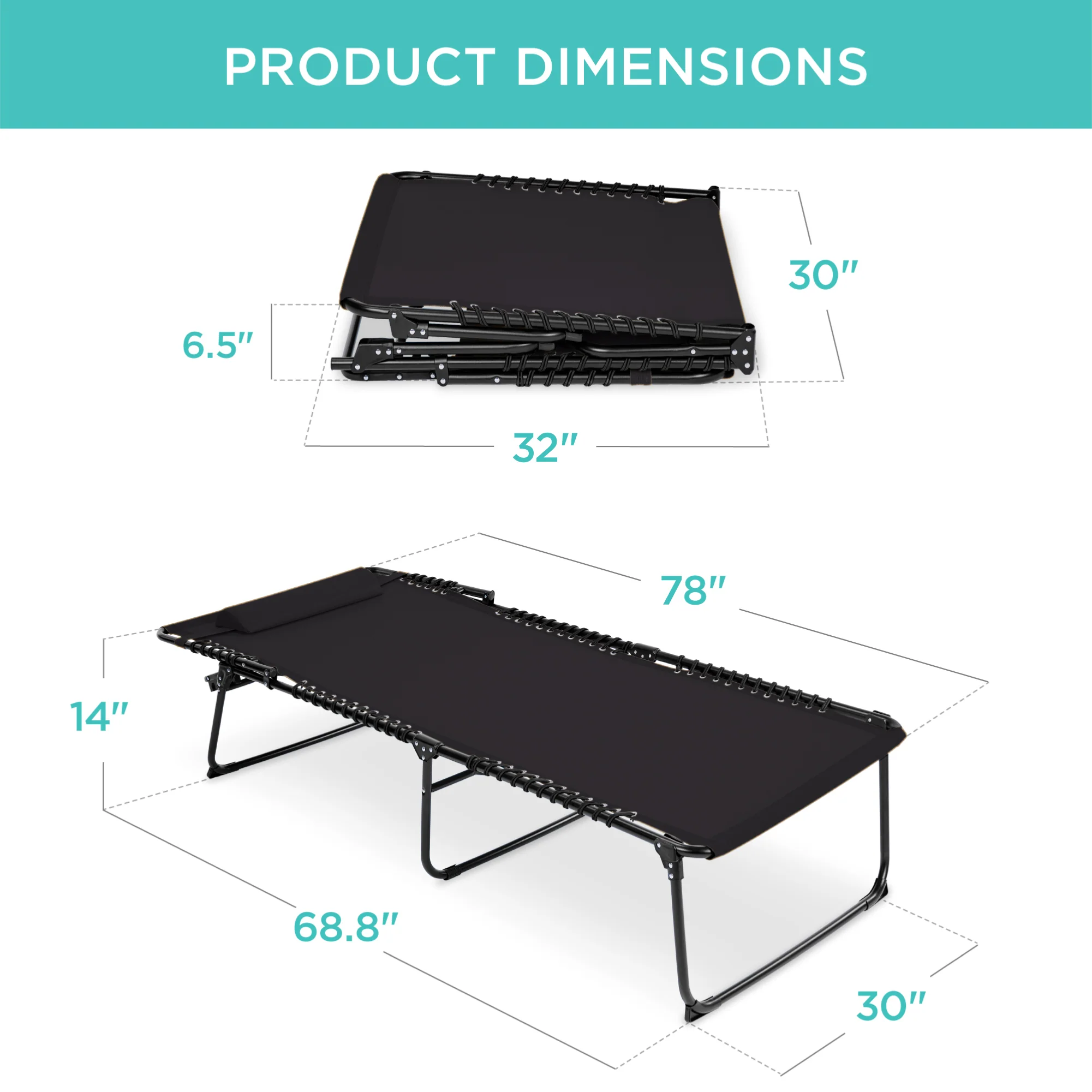 Extra Wide Patio Chaise Lounge Chair, Portable Folding Recliner - Image 9