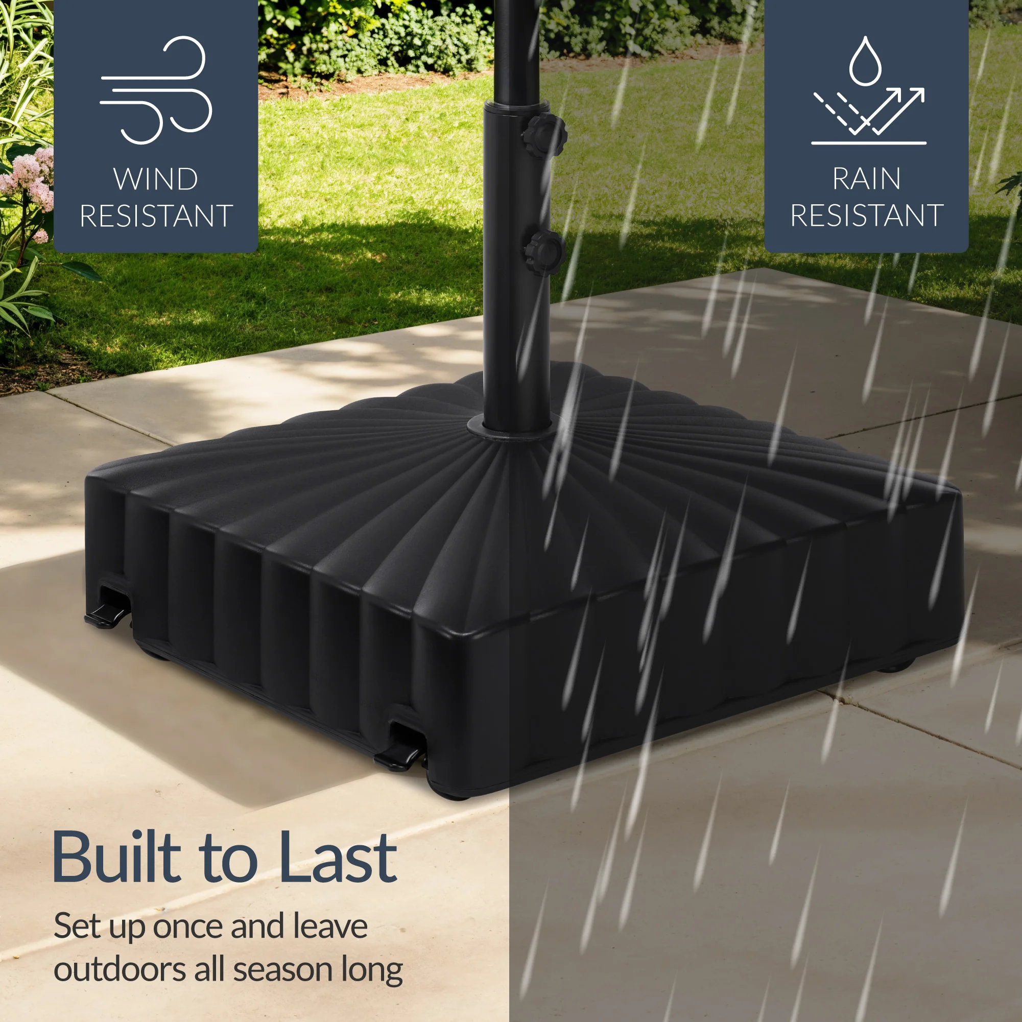 Fillable Mobile Umbrella Base Stand w/ 4 Wheels, 2 Locks, 123lb Capacity - Image 15