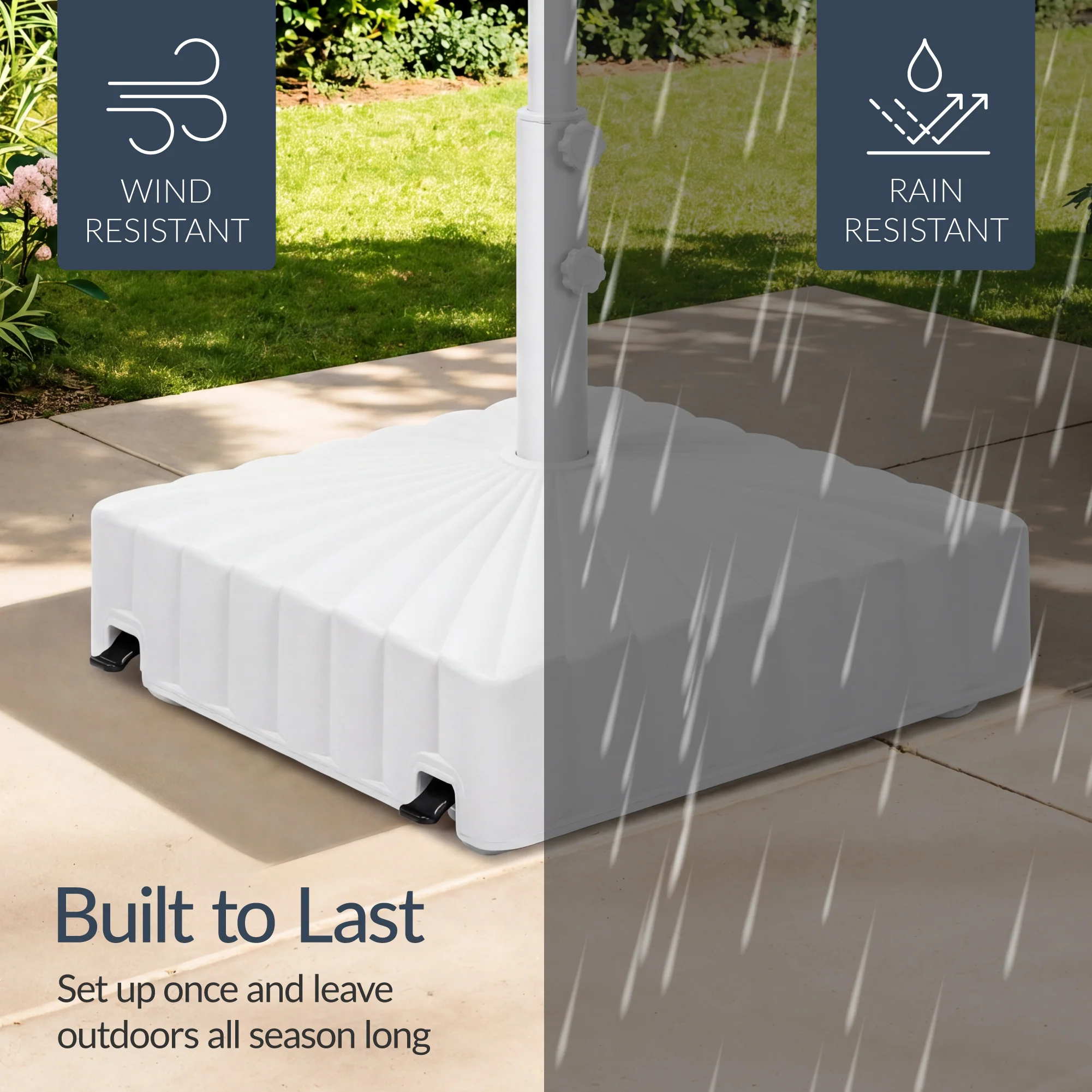 Fillable Mobile Umbrella Base Stand w/ 4 Wheels, 2 Locks, 123lb Capacity - Image 7
