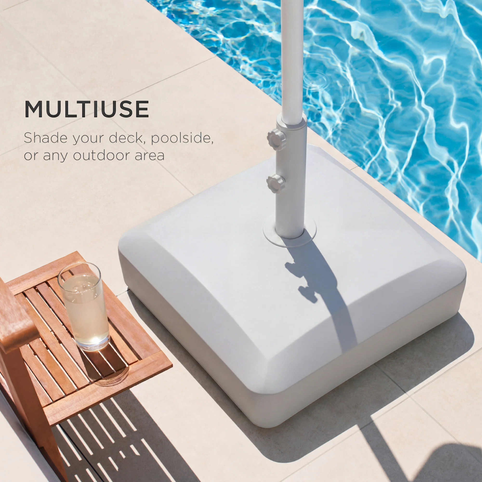 Fillable Mobile Umbrella Base Stand w/ 4 Wheels, 2 Locks, 123lb Capacity - Image 19