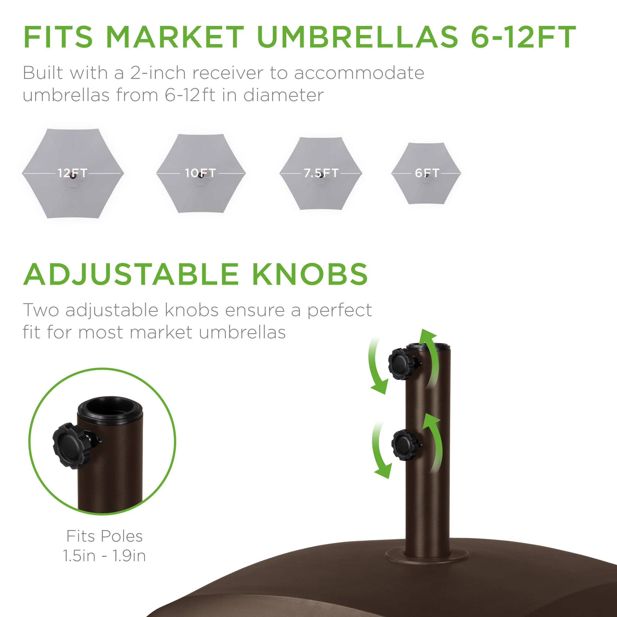 Fillable Mobile Umbrella Base Stand w/ 4 Wheels, 2 Locks, 123lb Capacity - Image 27