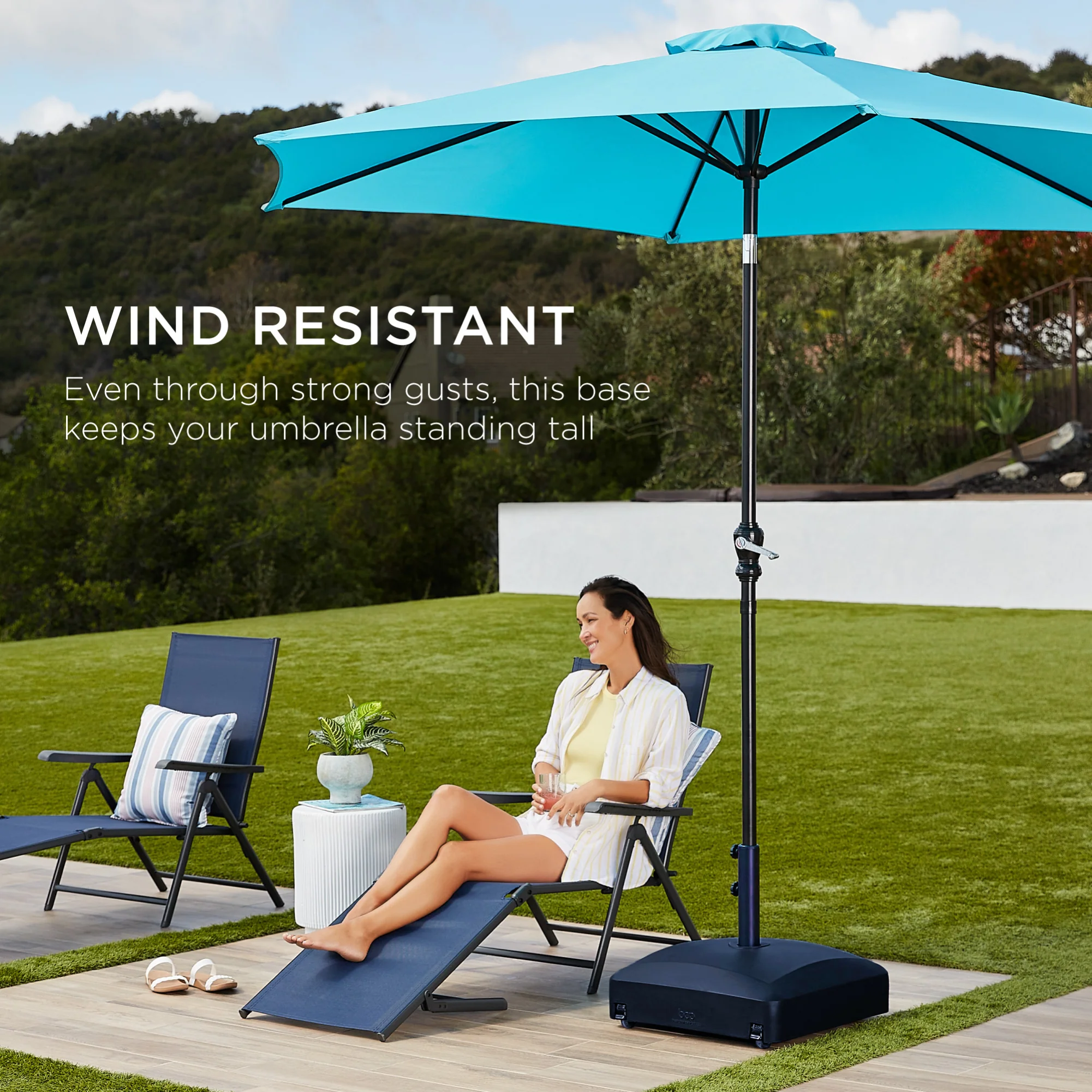 Fillable Mobile Umbrella Base Stand w/ 4 Wheels, 2 Locks, 123lb Capacity - Image 31