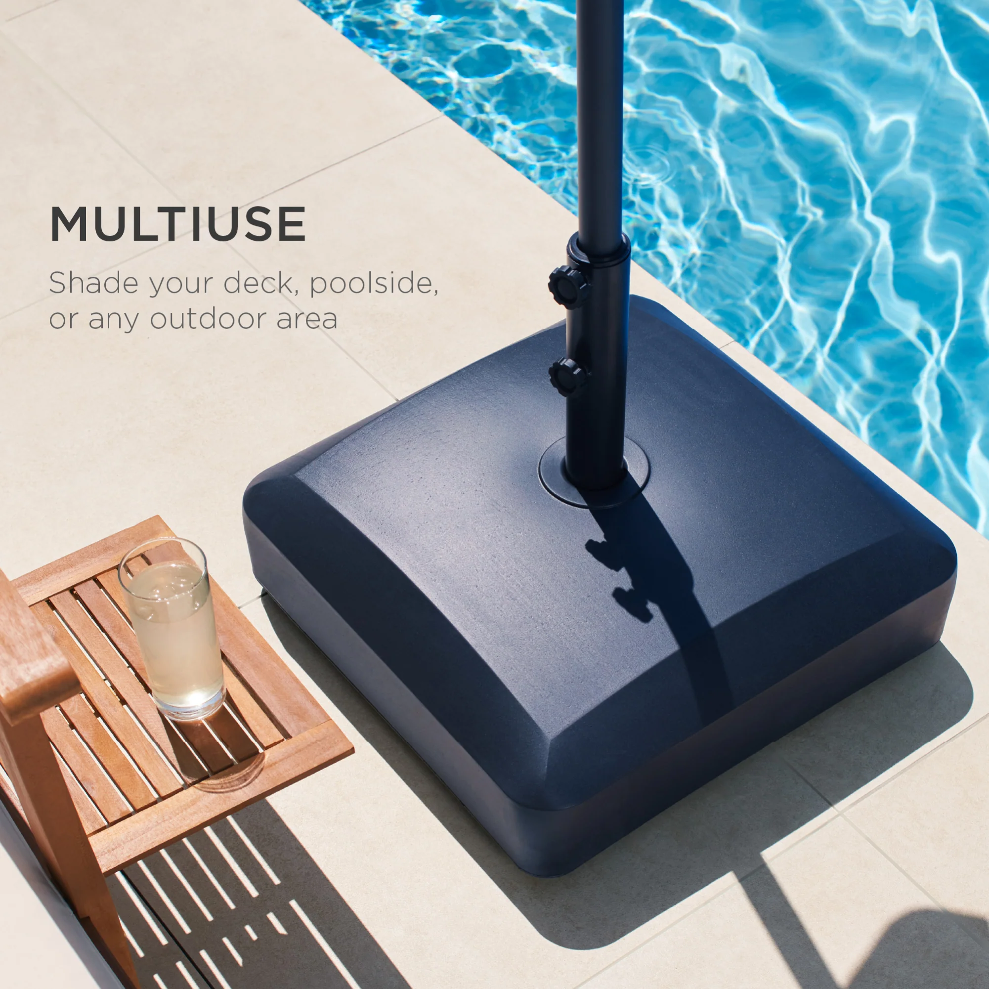 Fillable Mobile Umbrella Base Stand w/ 4 Wheels, 2 Locks, 123lb Capacity - Image 33