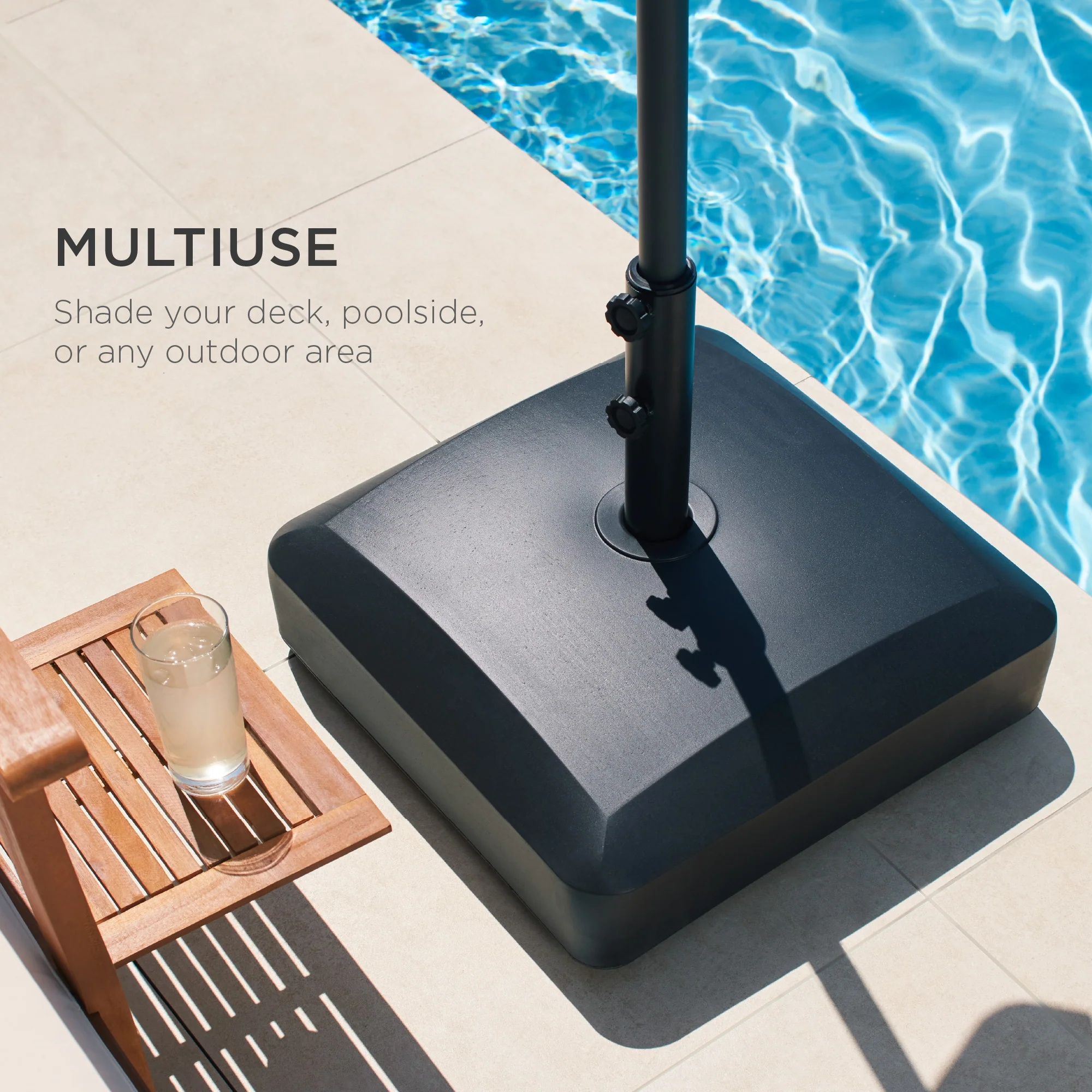 Fillable Mobile Umbrella Base Stand w/ 4 Wheels, 2 Locks, 123lb Capacity - Image 40