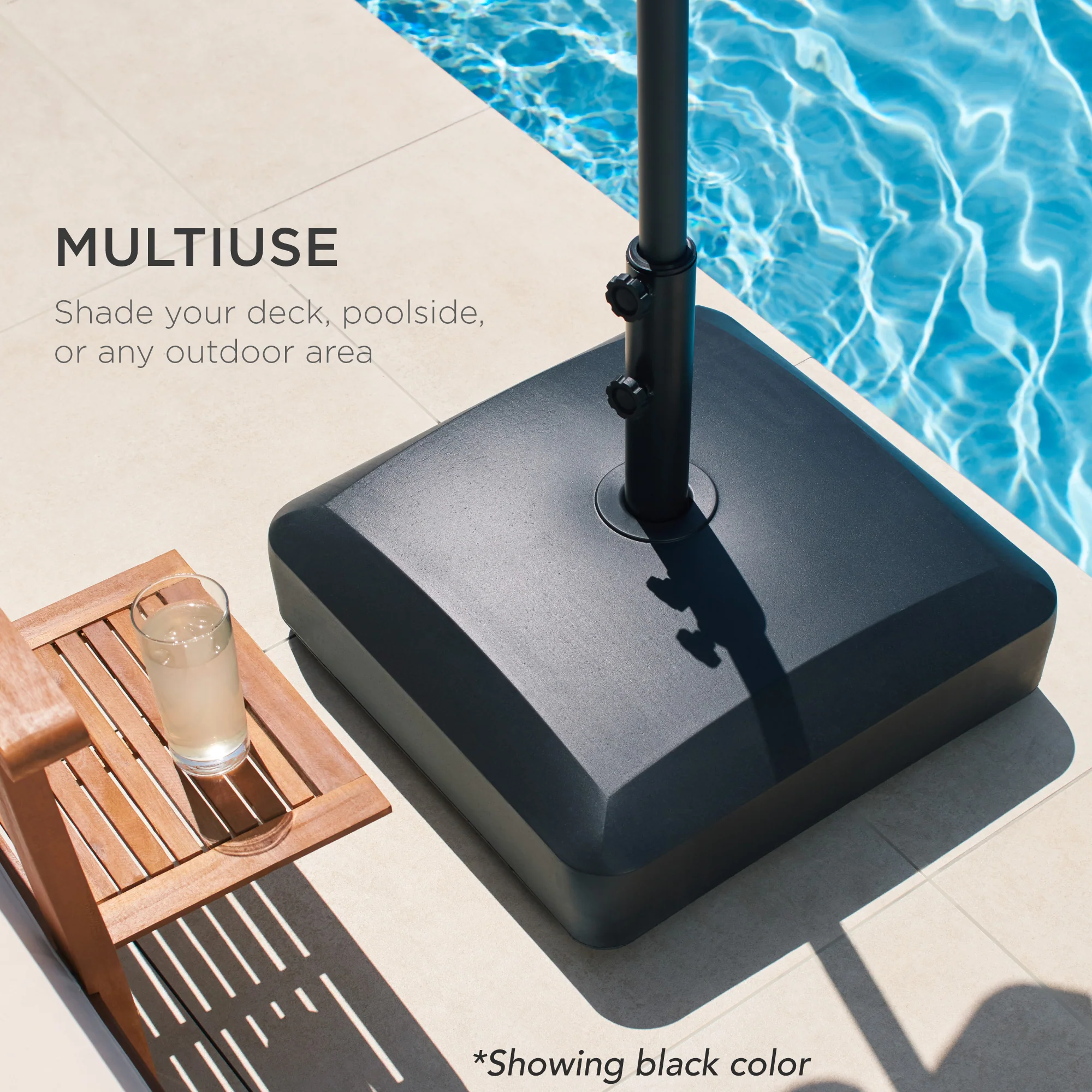 Fillable Mobile Umbrella Base Stand w/ 4 Wheels, 2 Locks, 123lb Capacity - Image 47