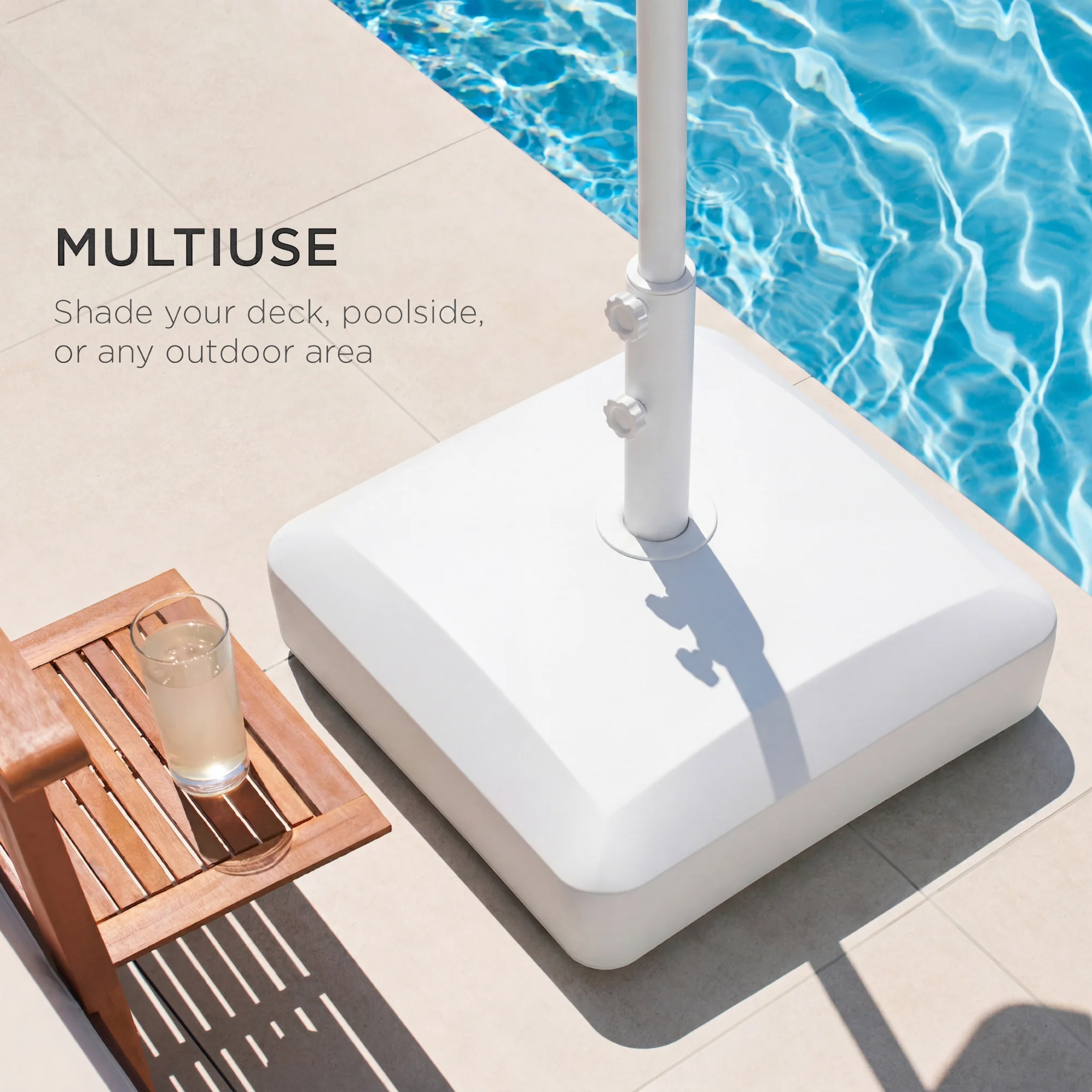 Fillable Mobile Umbrella Base Stand w/ 4 Wheels, 2 Locks, 123lb Capacity - Image 54