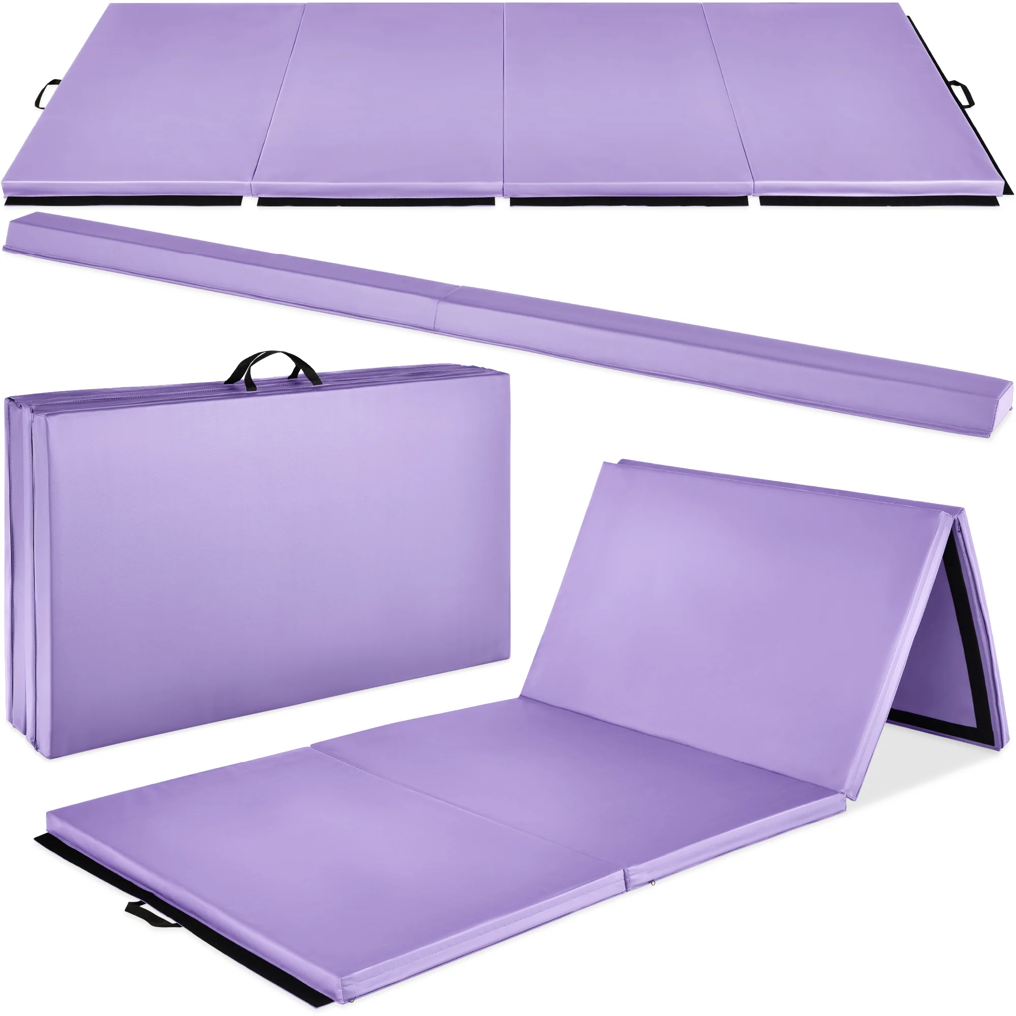 Folding Exercise Fitness Floor Mat w/ Handles & Balance Beam - Image 28
