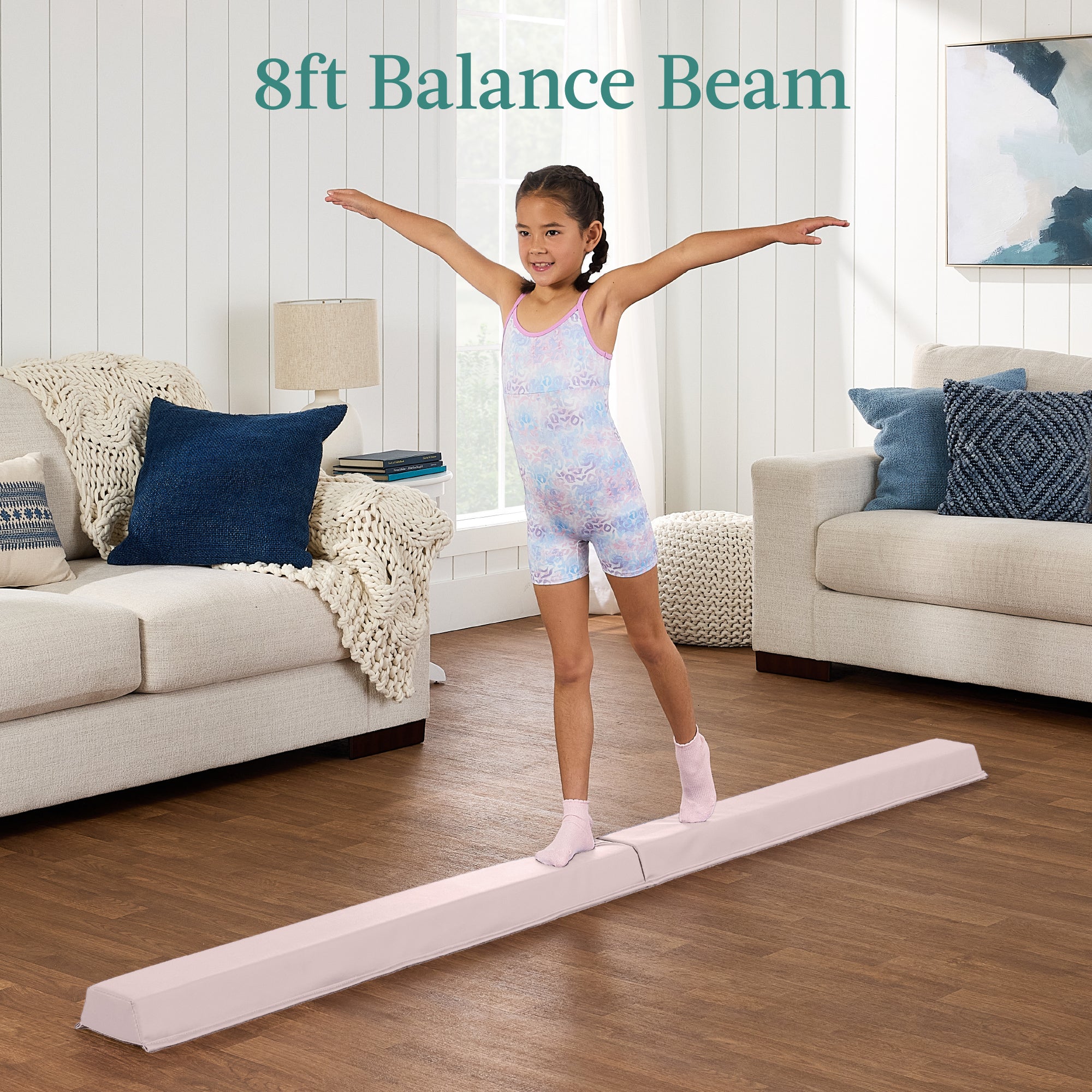 Folding Exercise Fitness Floor Mat w/ Handles & Balance Beam - Image 3