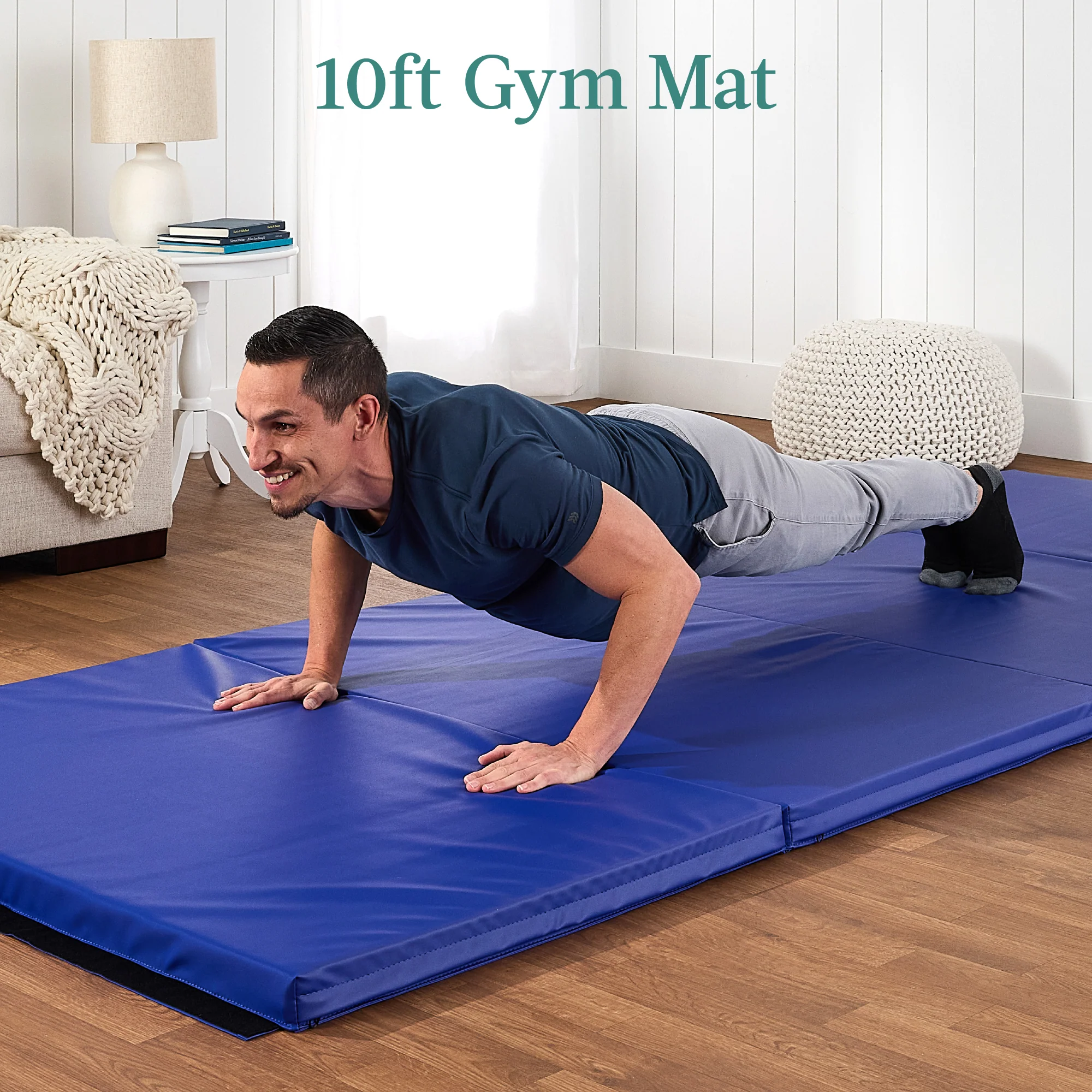 Folding Exercise Fitness Floor Mat w/ Handles & Balance Beam - Image 47