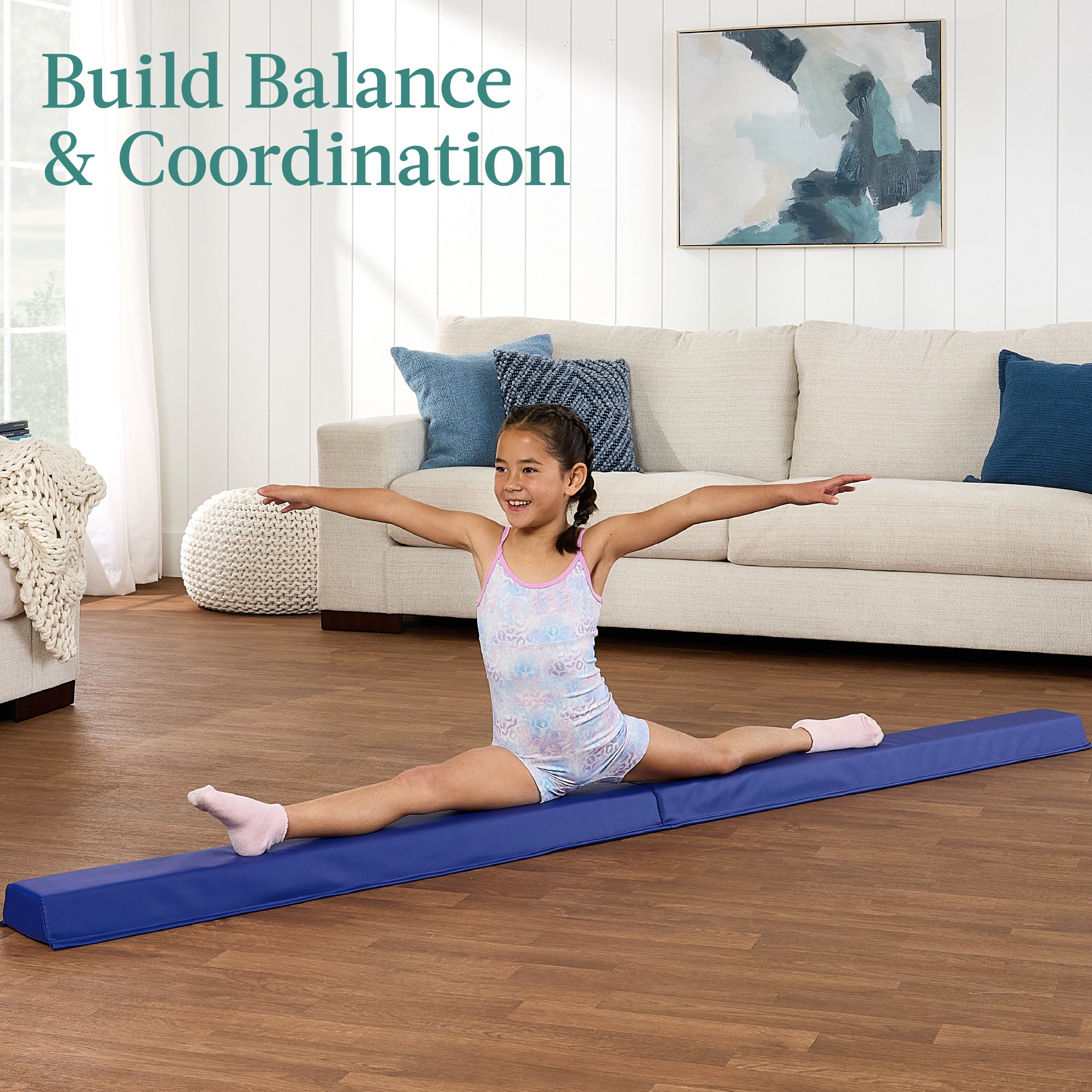 Folding Exercise Fitness Floor Mat w/ Handles & Balance Beam - Image 62