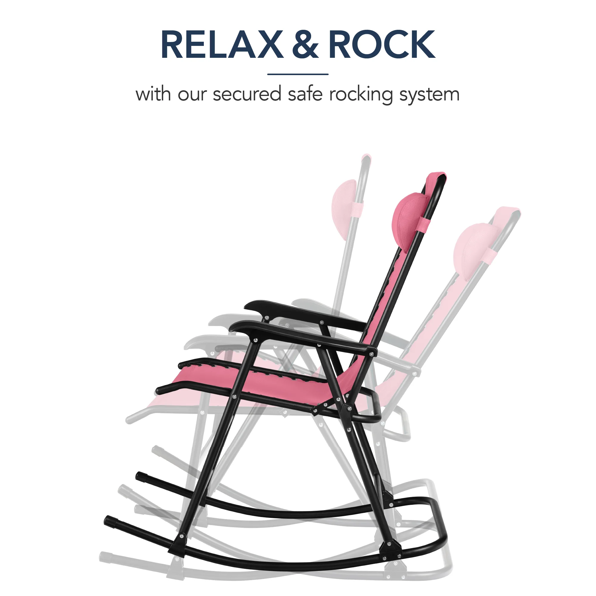 Folding Outdoor Zero Gravity Rocking Lounge Chair w/ Headrest Pillow - Image 10