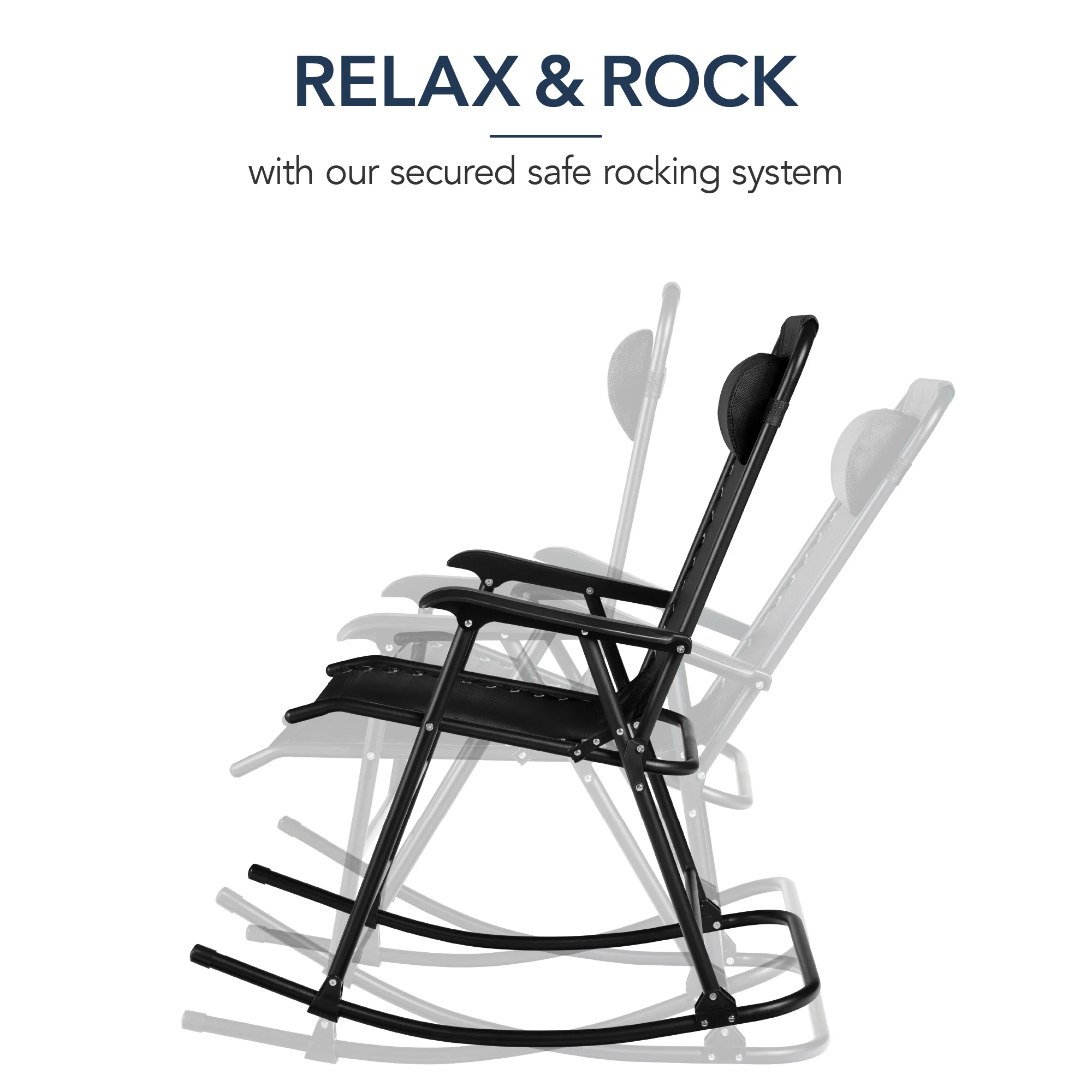 Folding Outdoor Zero Gravity Rocking Lounge Chair w/ Headrest Pillow - Image 101