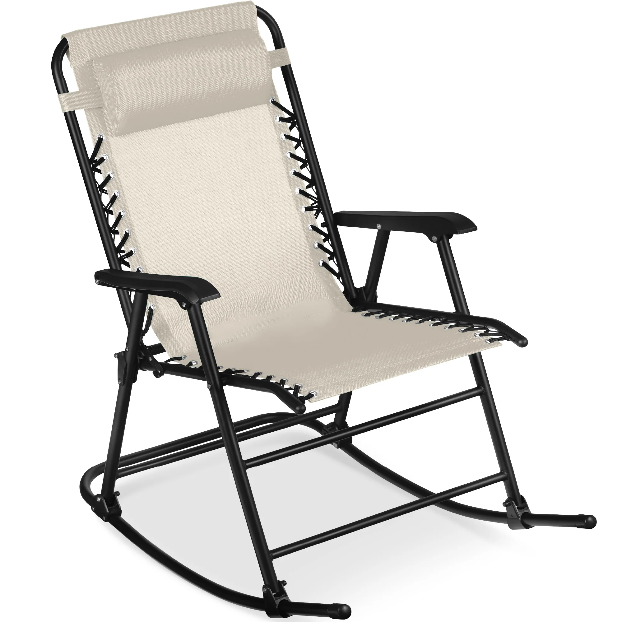 Folding Outdoor Zero Gravity Rocking Lounge Chair w/ Headrest Pillow - Image 106