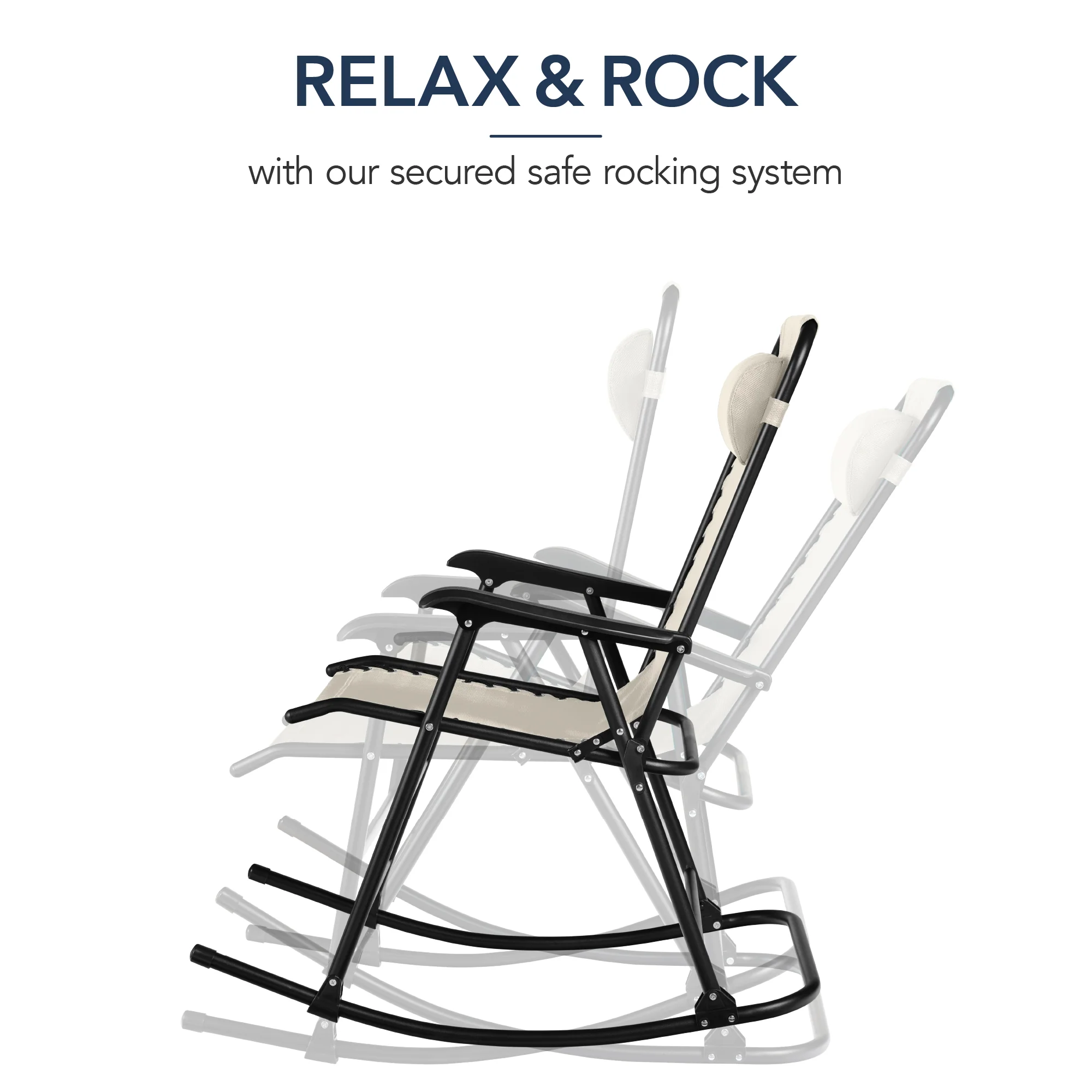 Folding Outdoor Zero Gravity Rocking Lounge Chair w/ Headrest Pillow - Image 108