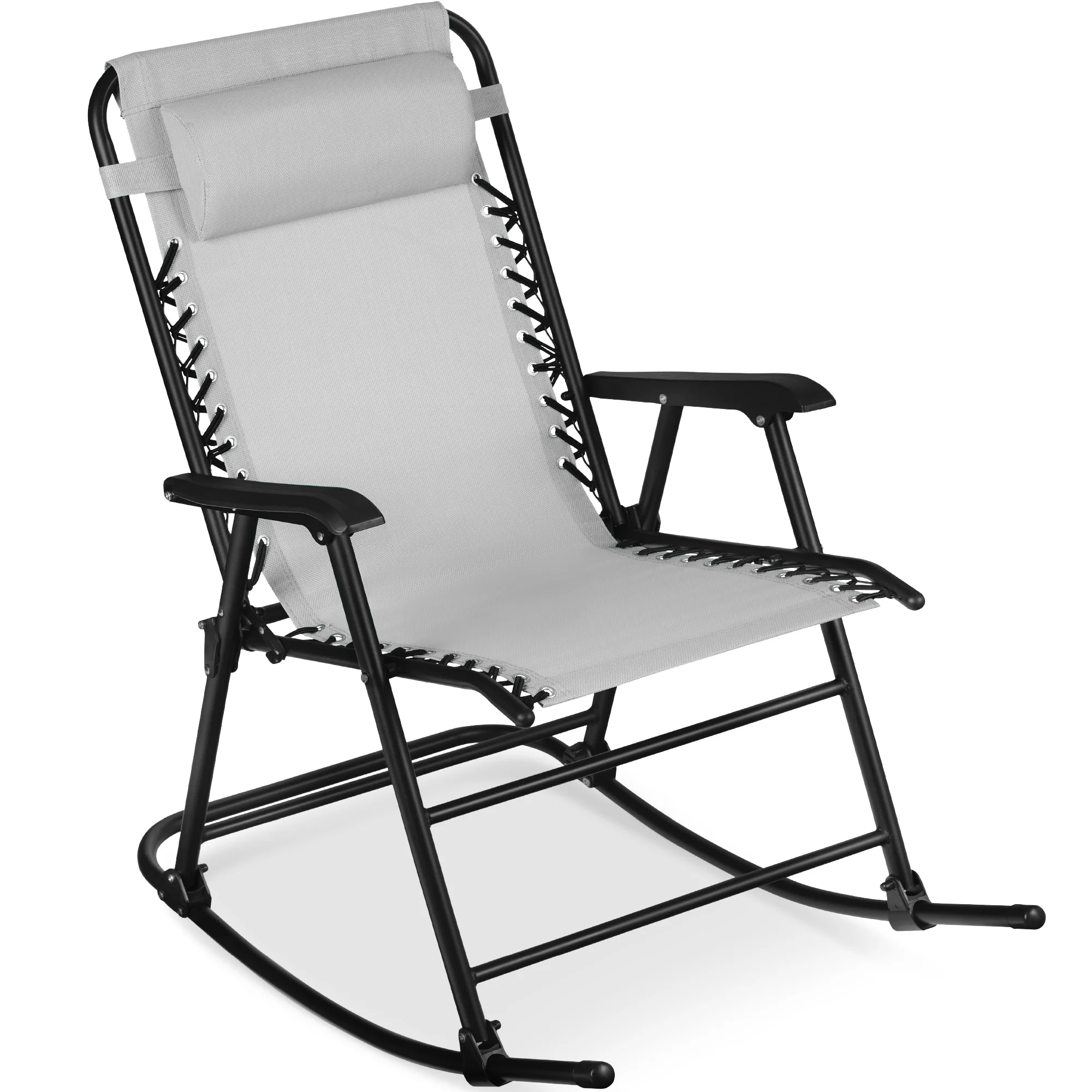 Folding Outdoor Zero Gravity Rocking Lounge Chair w/ Headrest Pillow - Image 113