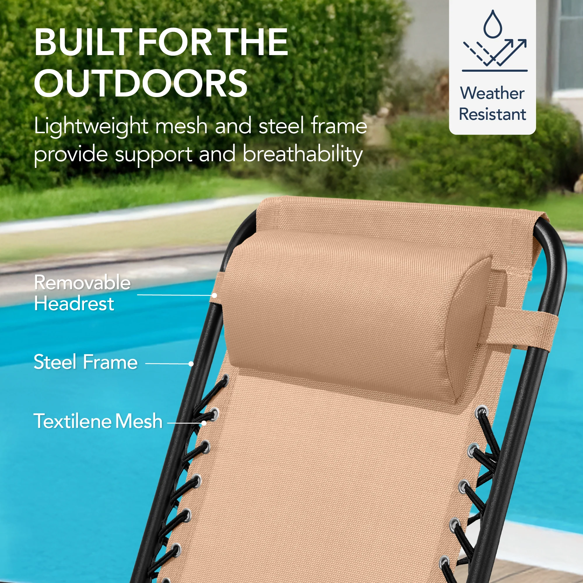 Folding Outdoor Zero Gravity Rocking Lounge Chair w/ Headrest Pillow - Image 125