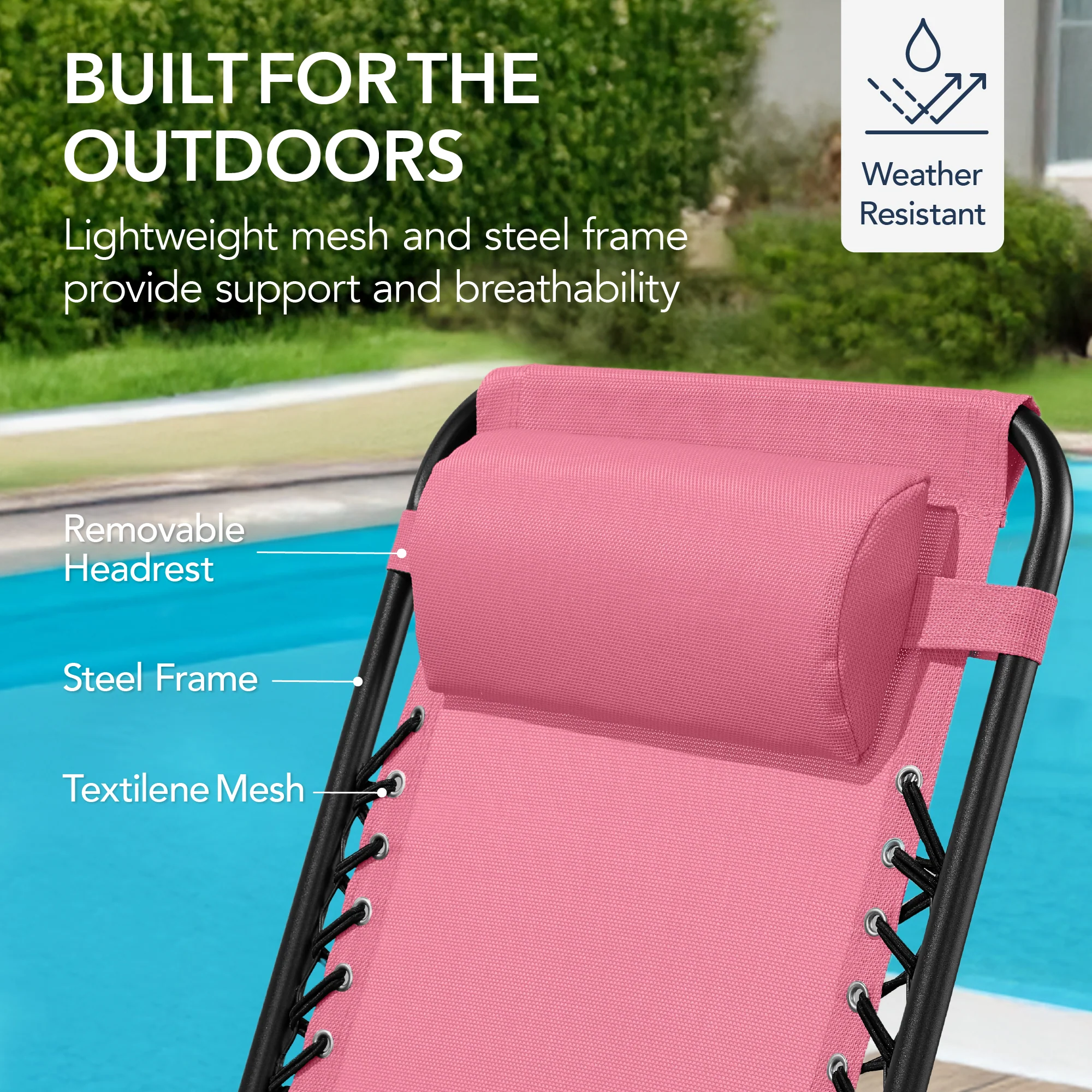 Folding Outdoor Zero Gravity Rocking Lounge Chair w/ Headrest Pillow - Image 13