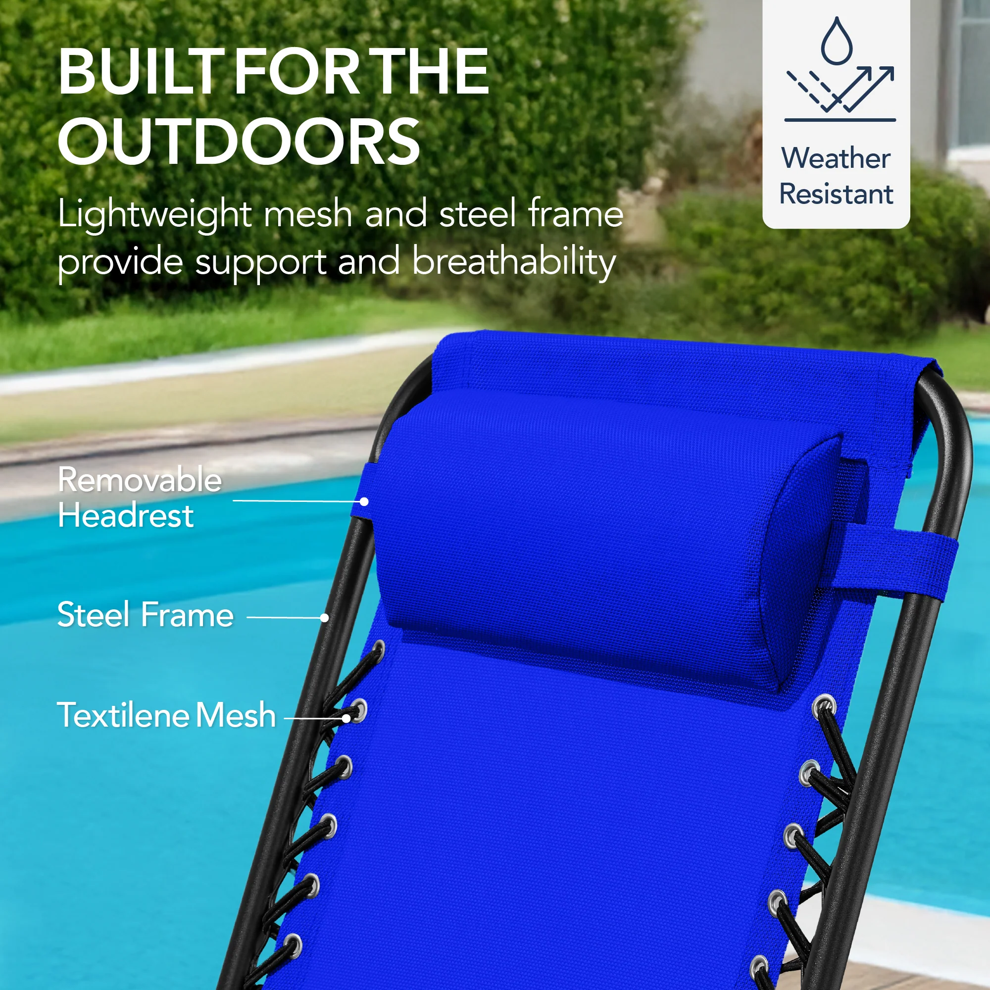 Folding Outdoor Zero Gravity Rocking Lounge Chair w/ Headrest Pillow - Image 20