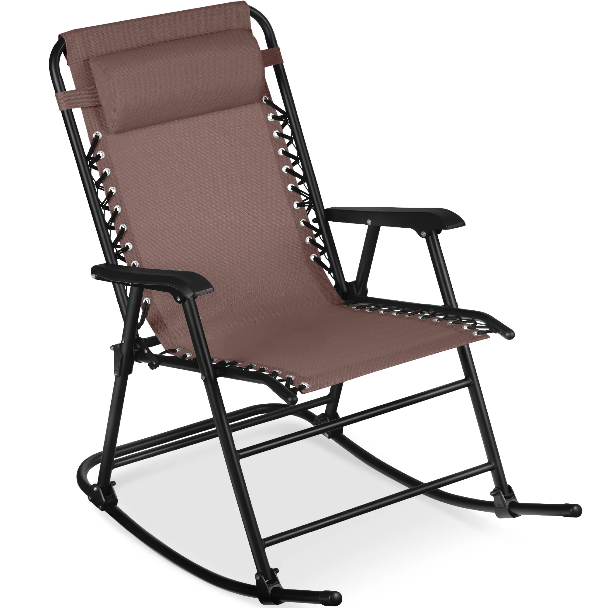 Folding Outdoor Zero Gravity Rocking Lounge Chair w/ Headrest Pillow - Image 36