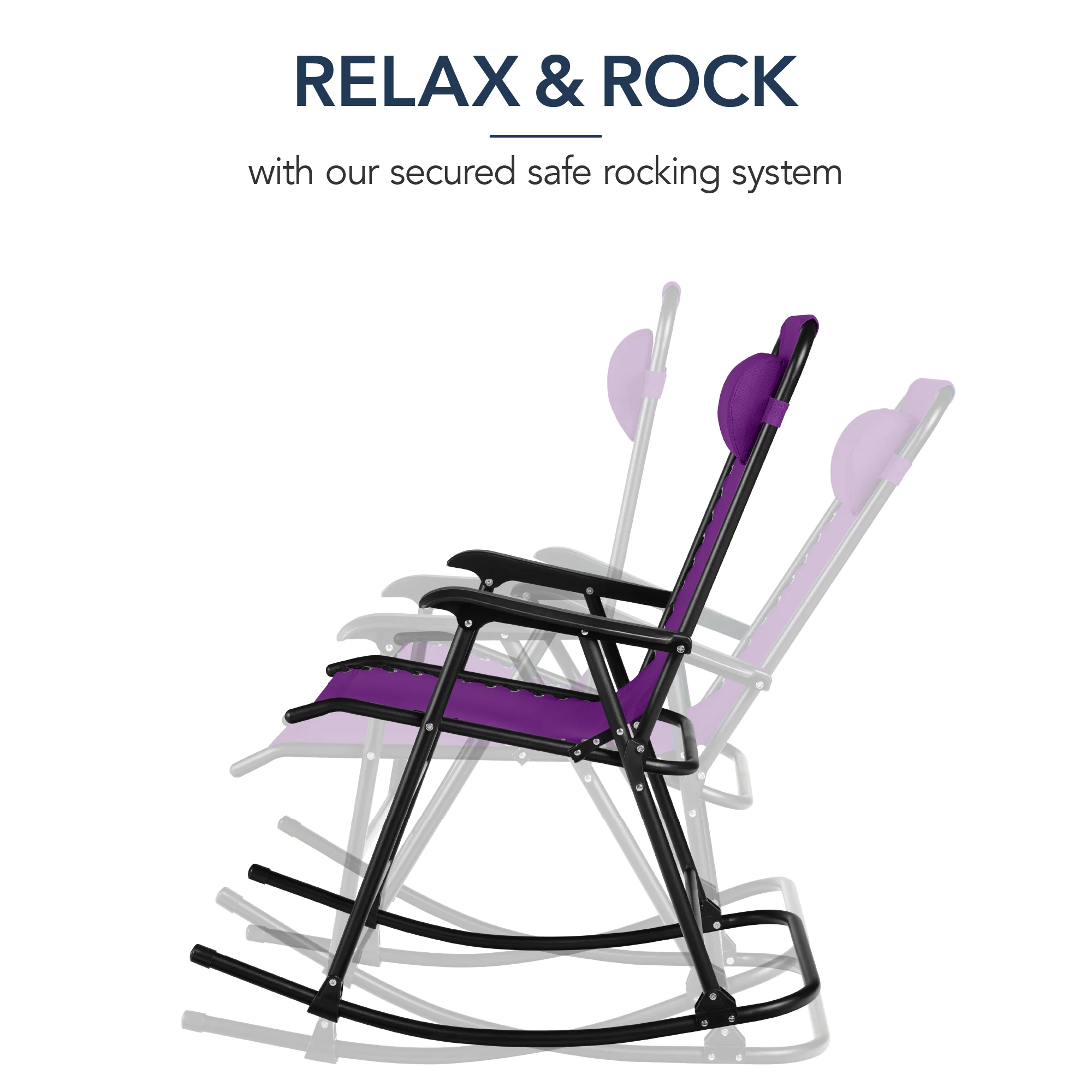Folding Outdoor Zero Gravity Rocking Lounge Chair w/ Headrest Pillow - Image 45