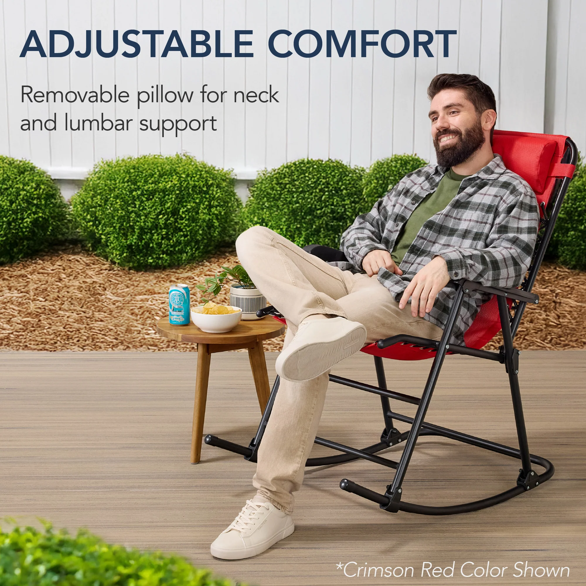 Folding Outdoor Zero Gravity Rocking Lounge Chair w/ Headrest Pillow - Image 68