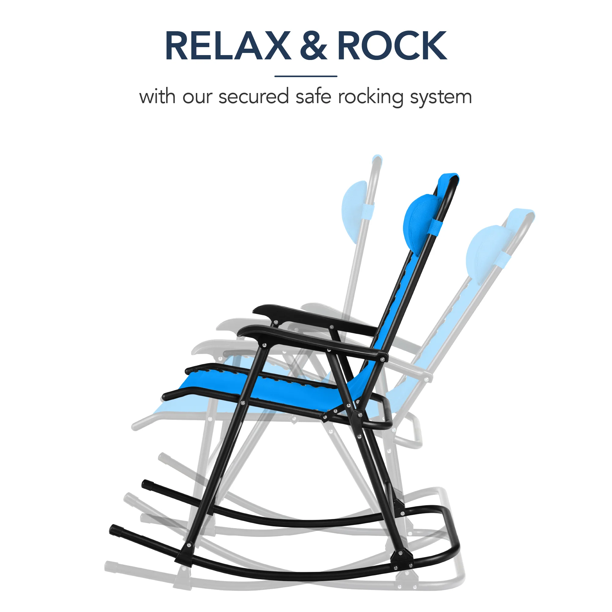 Folding Outdoor Zero Gravity Rocking Lounge Chair w/ Headrest Pillow - Image 73