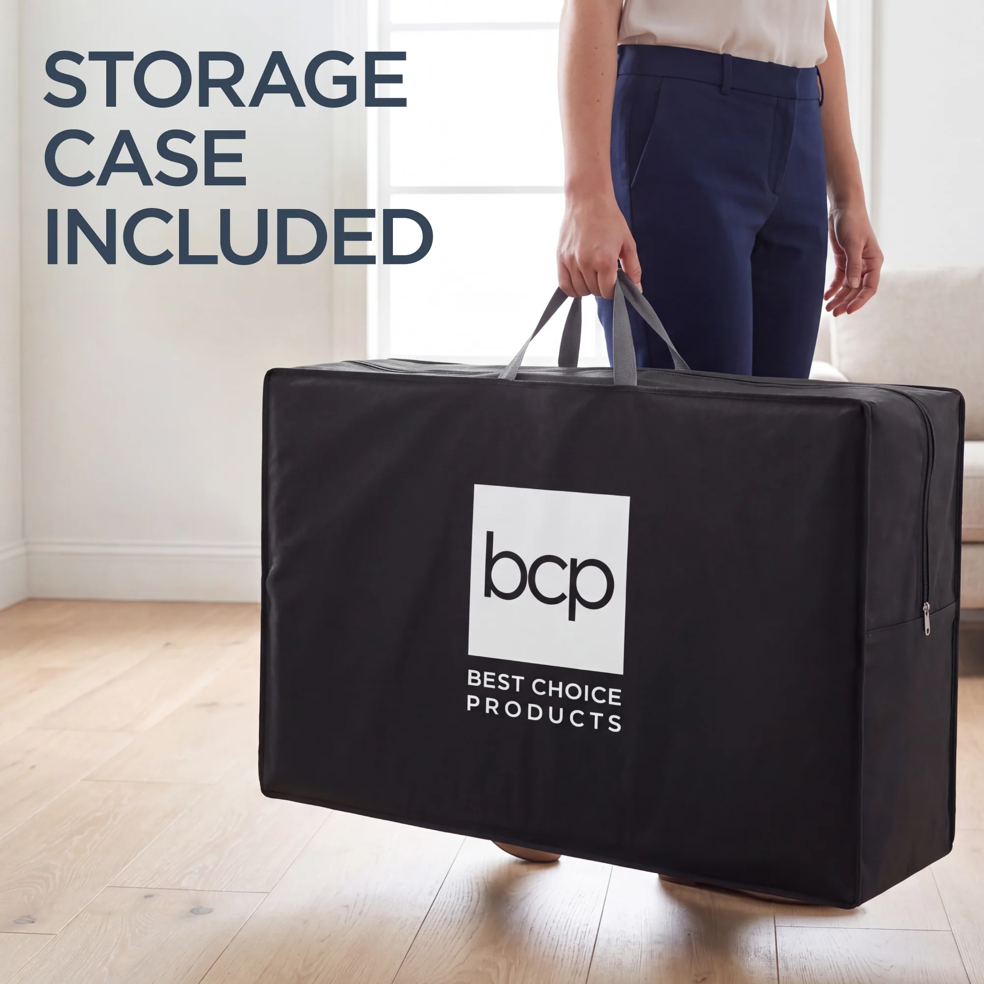 4in Portable Mattress Topper, Tri-Fold Mattress Pad - Taupe - Image 14