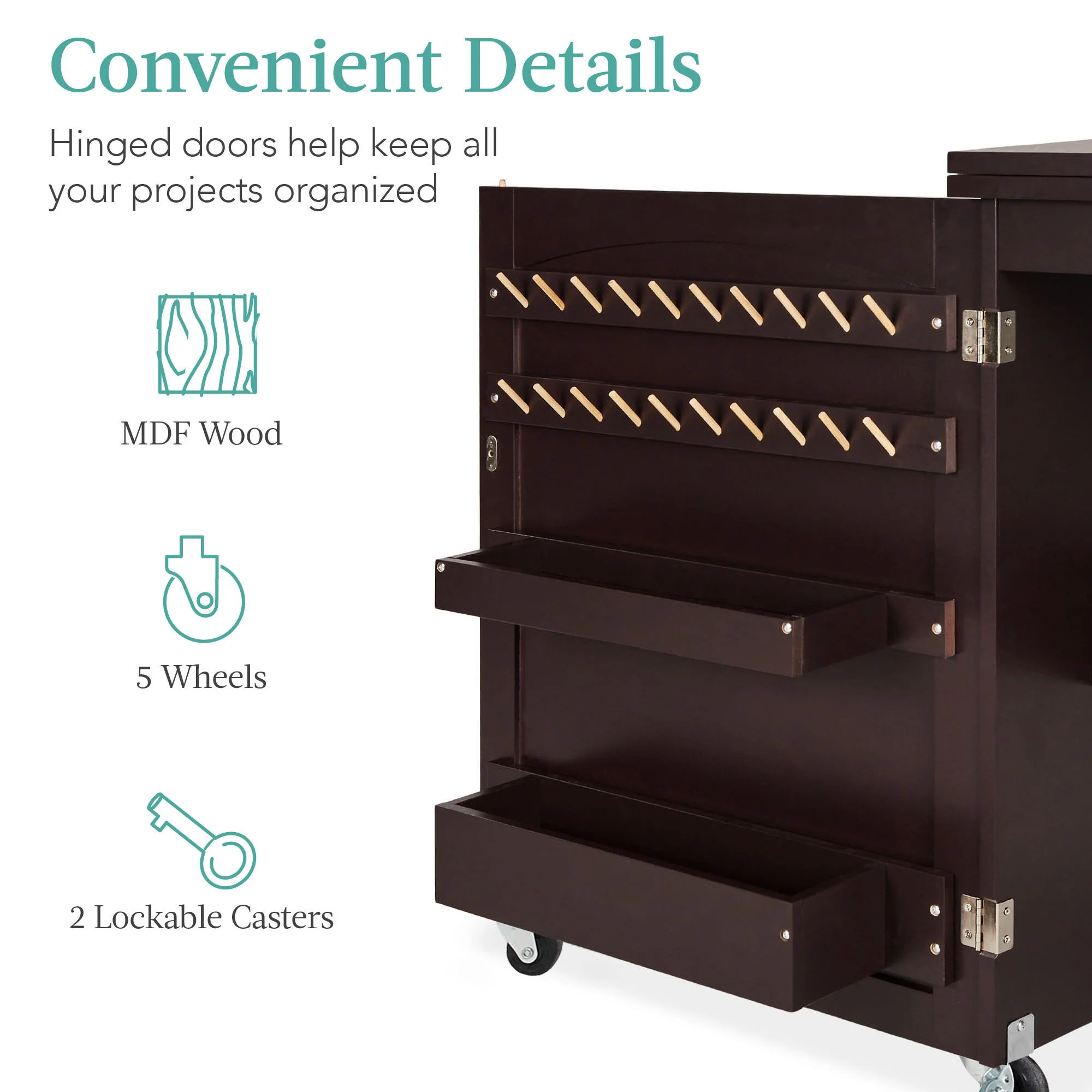 Folding Sewing Table Multipurpose Craft Station & Side Table w/ Wheels - Image 28