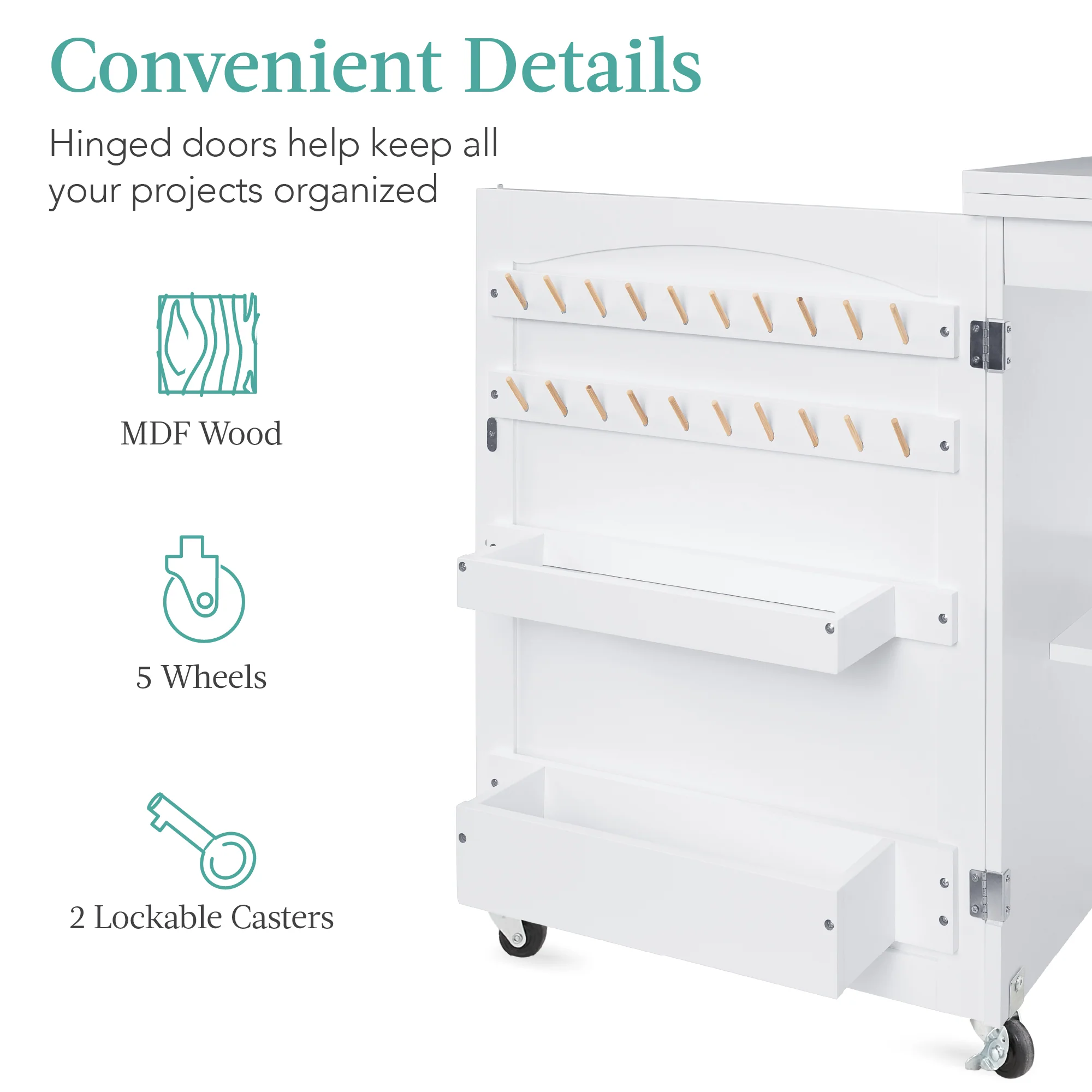 Folding Sewing Table Multipurpose Craft Station & Side Table w/ Wheels - Image 84