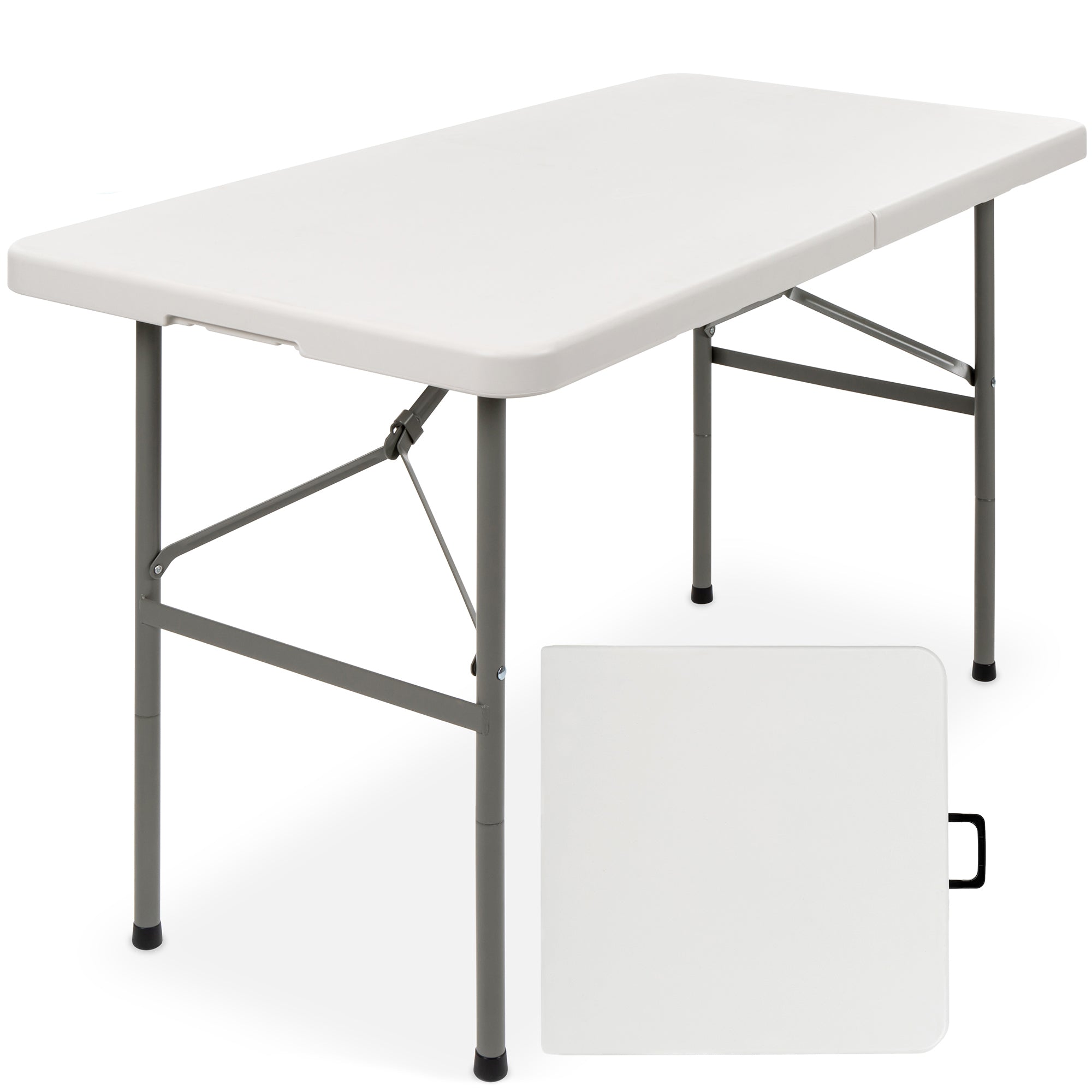 Portable Folding Plastic Dining Table w/ Handle, Lock - 4ft - Image 15