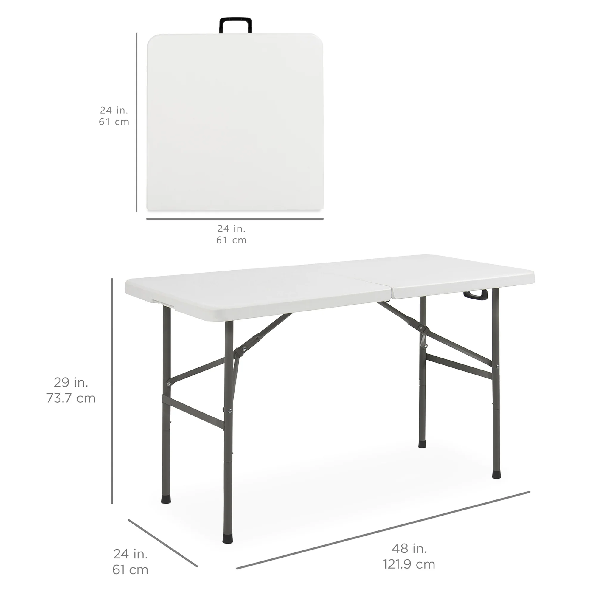 Portable Folding Plastic Dining Table w/ Handle, Lock - 4ft - Image 16