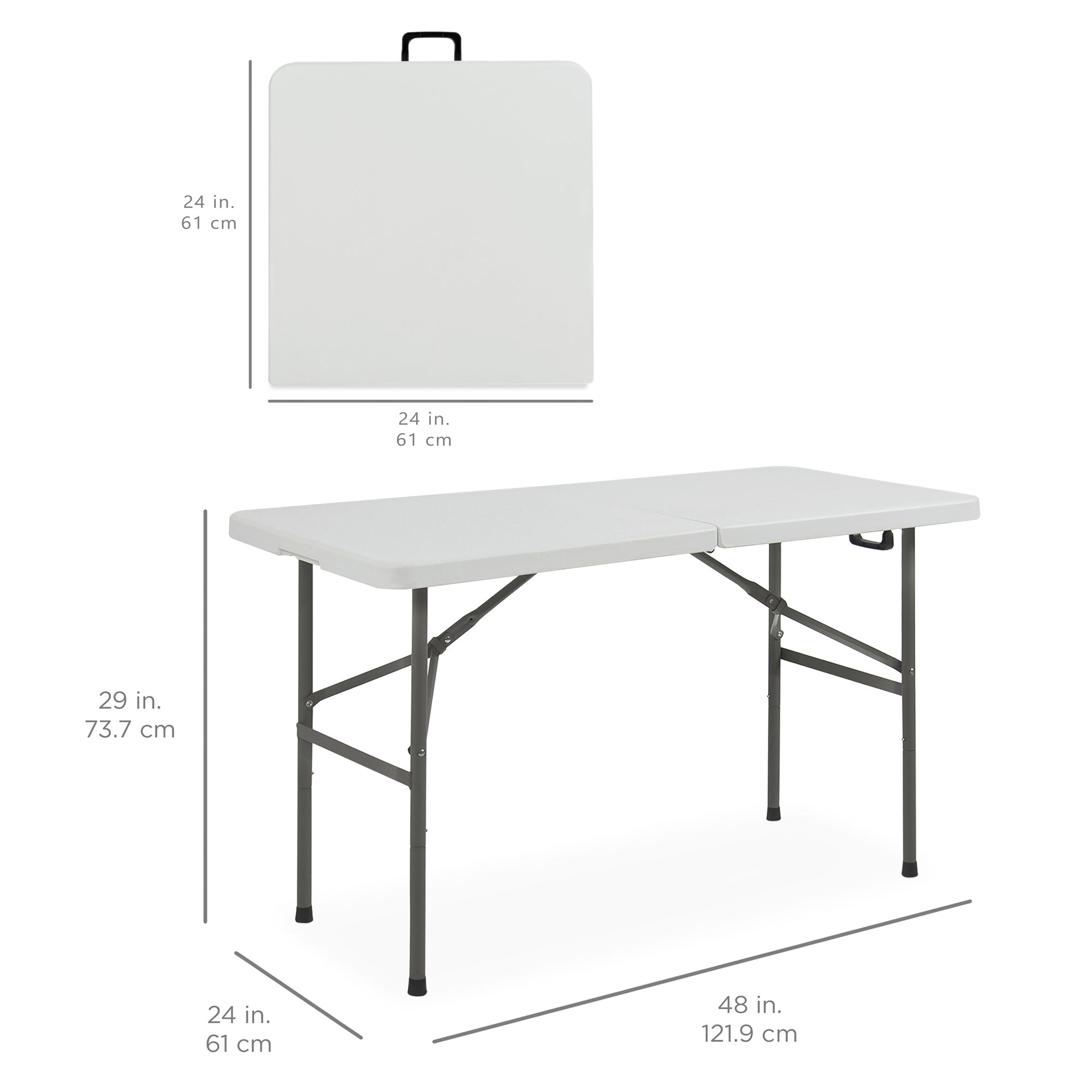 Portable Folding Plastic Dining Table w/ Handle, Lock - 4ft - Image 23