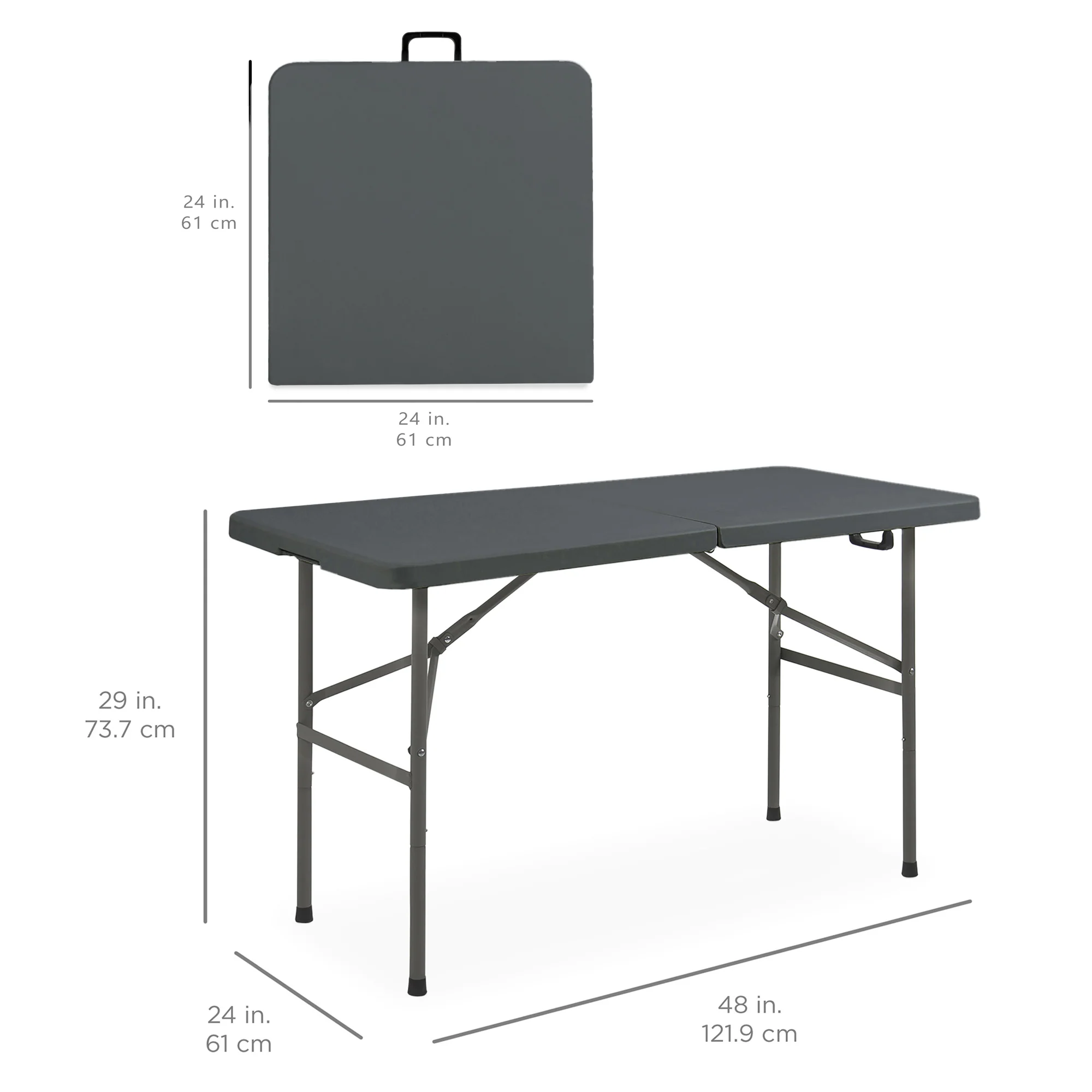 Portable Folding Plastic Dining Table w/ Handle, Lock - 4ft - Image 9