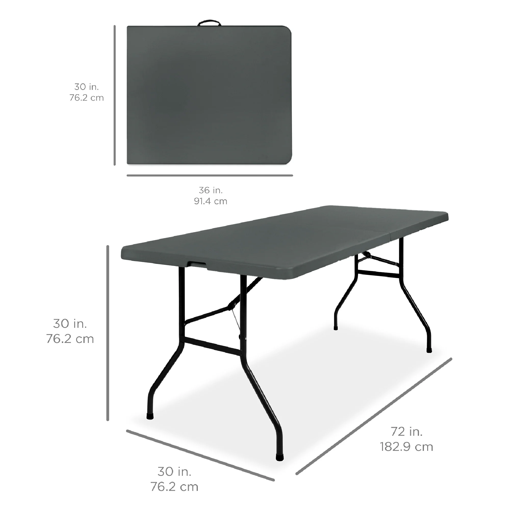 Portable Folding Plastic Dining Table w/ Handle, Lock - 6ft - Image 21