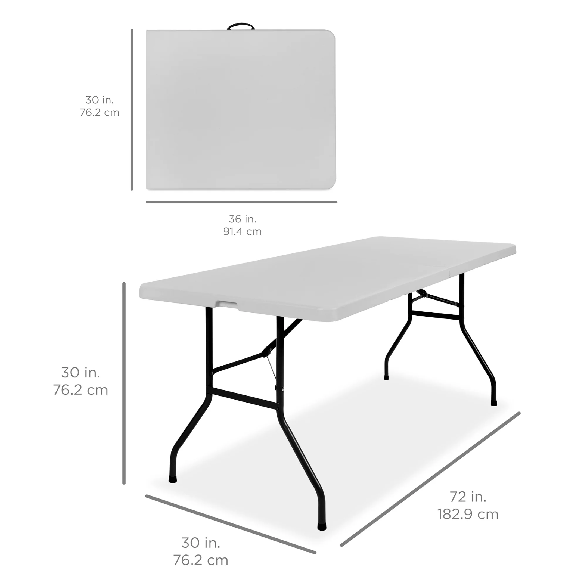 Portable Folding Plastic Dining Table w/ Handle, Lock - 6ft - Image 28