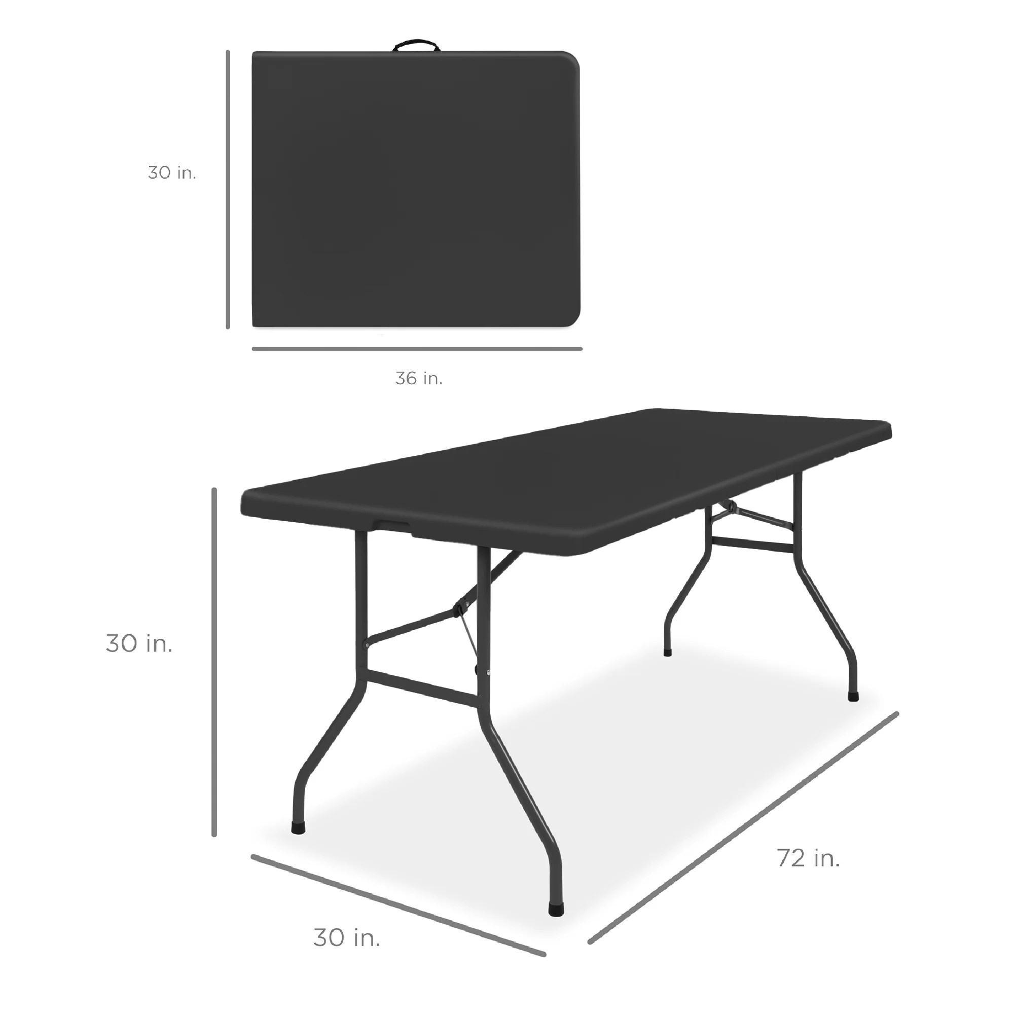 Portable Folding Plastic Dining Table w/ Handle, Lock - 6ft - Image 7