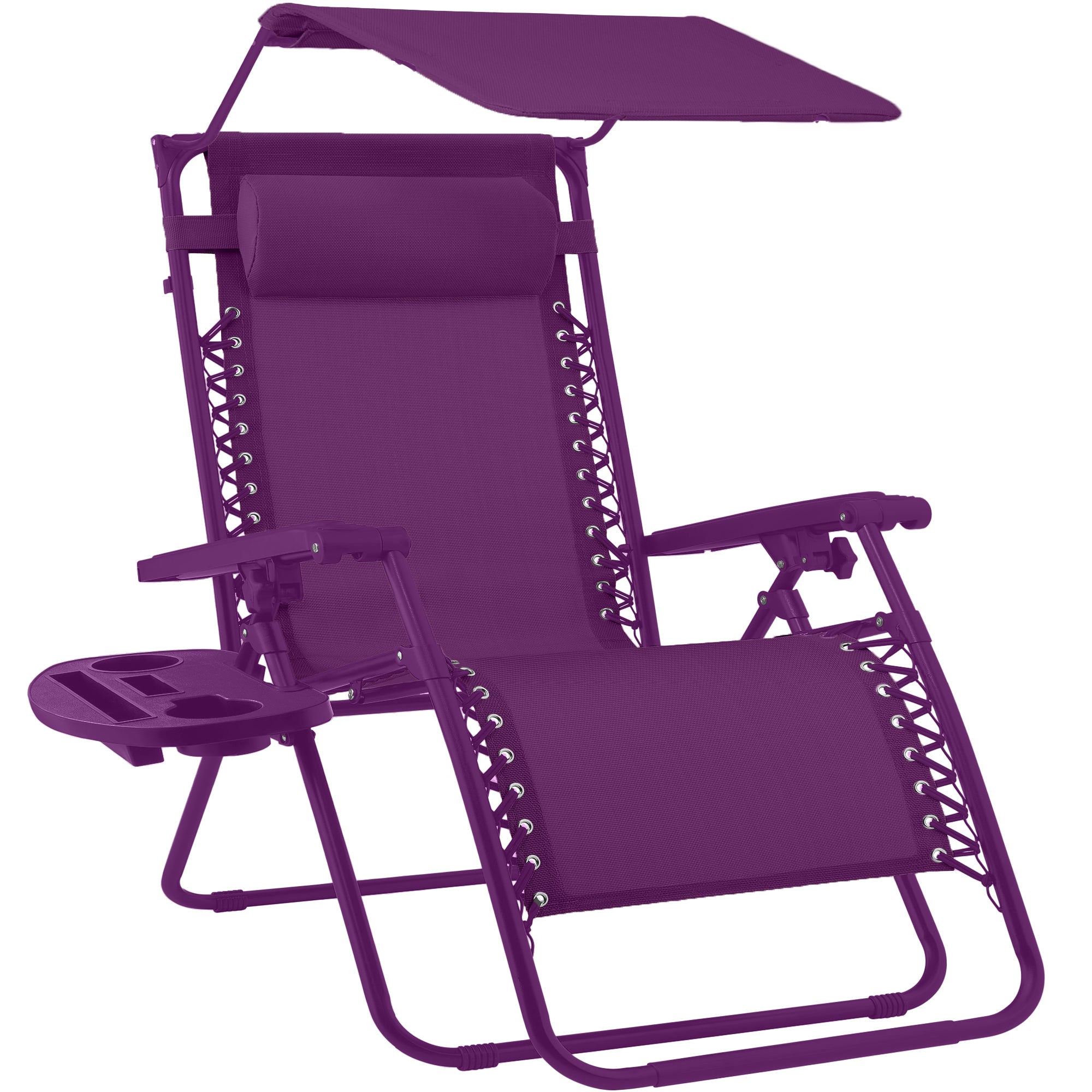 Folding Zero Gravity Recliner Patio Lounge Chair w/ Canopy, Side Tray - Image 145