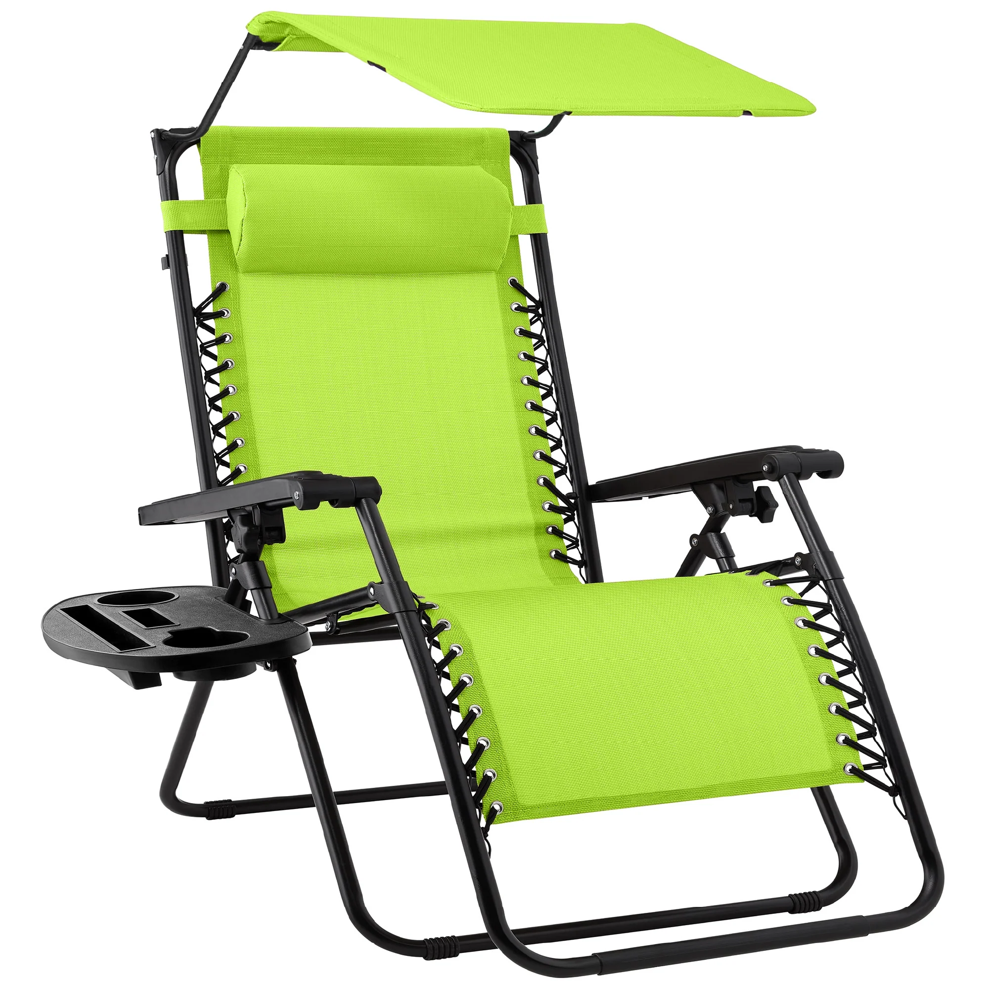 Folding Zero Gravity Recliner Patio Lounge Chair w/ Canopy, Side Tray - Image 157